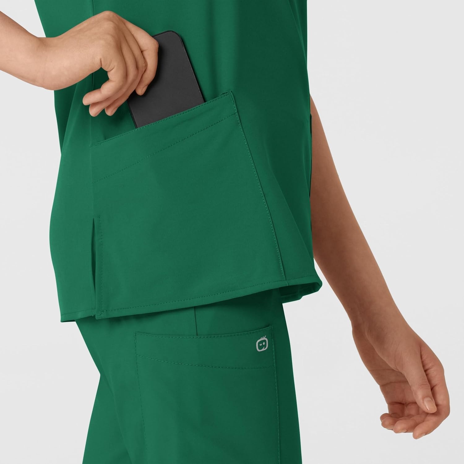 image:imageWINK W123 Womens Basic VNeck Scrub TopHunter Green