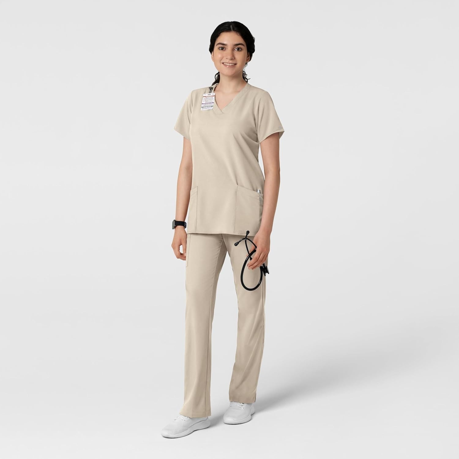 image:imageWINK W123 Womens Basic VNeck Scrub TopKhaki