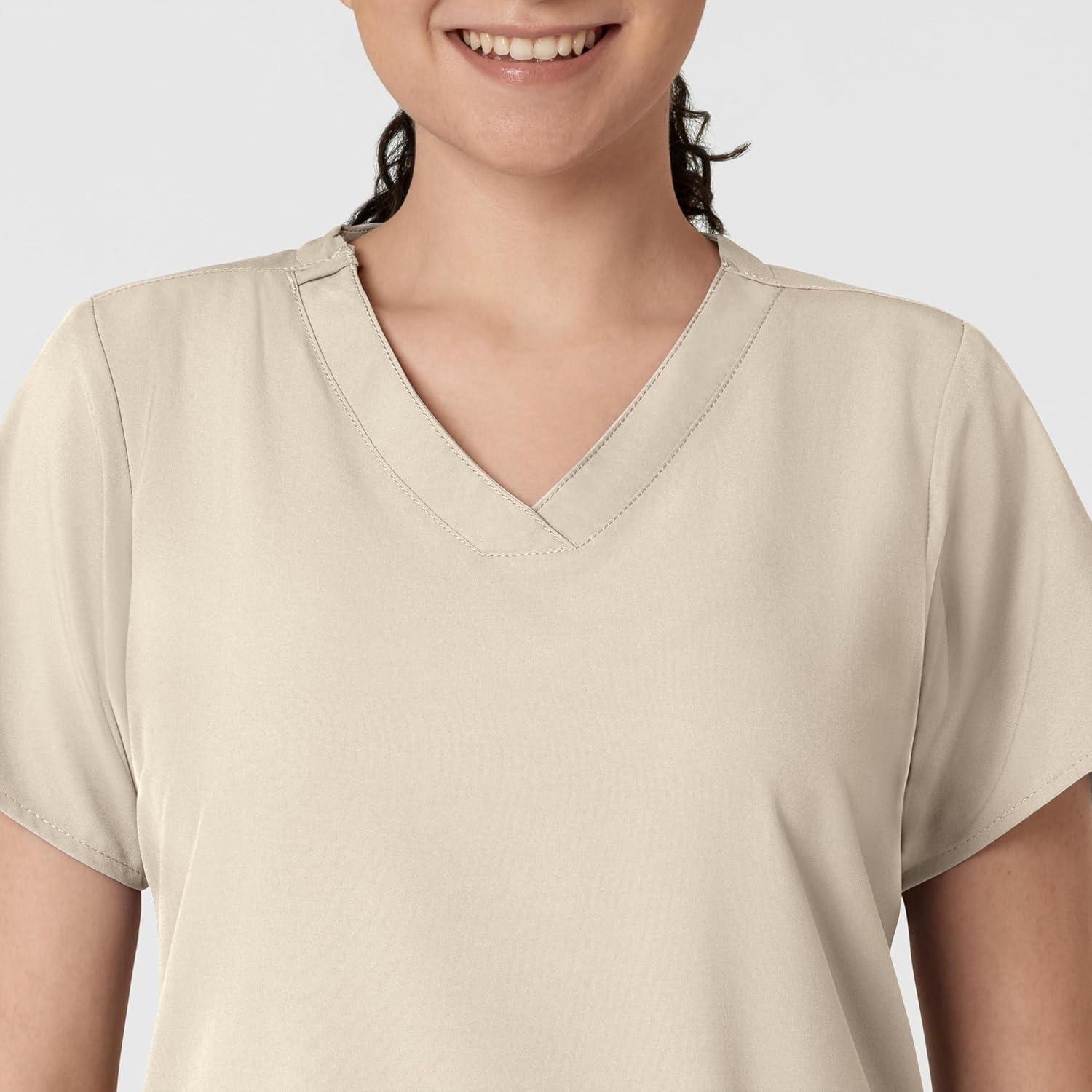 image:imageWINK W123 Womens Basic VNeck Scrub TopKhaki