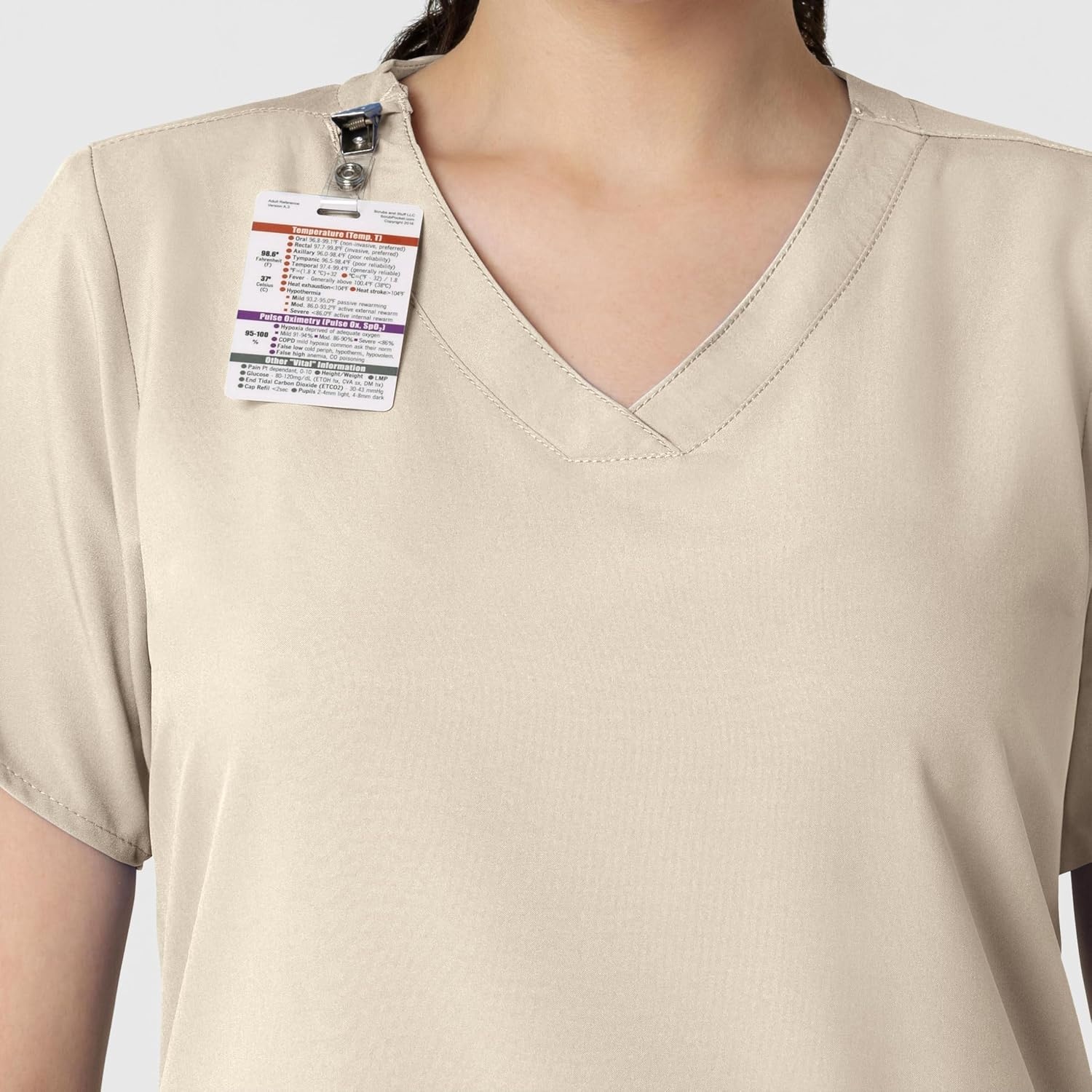 image:imageWINK W123 Womens Basic VNeck Scrub TopKhaki