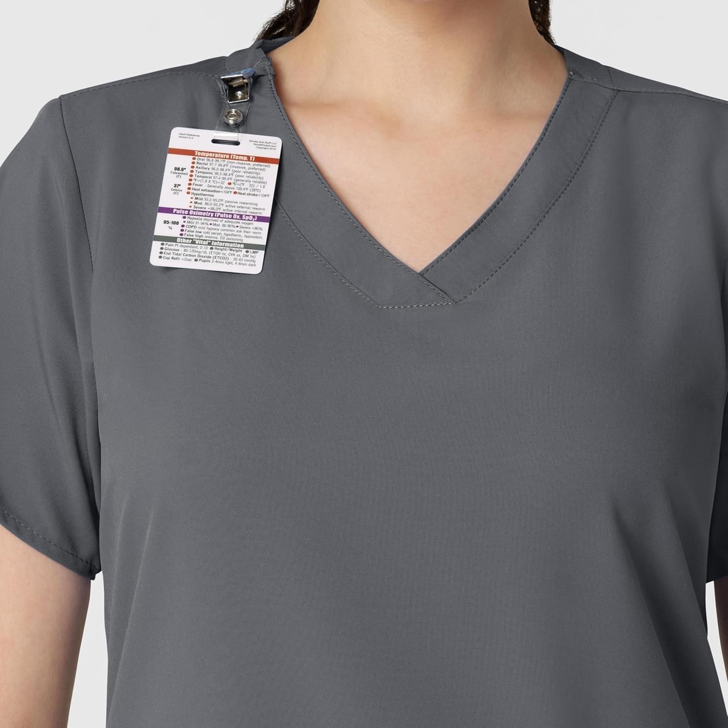 image:imageWINK W123 Womens Basic VNeck Scrub TopPewter