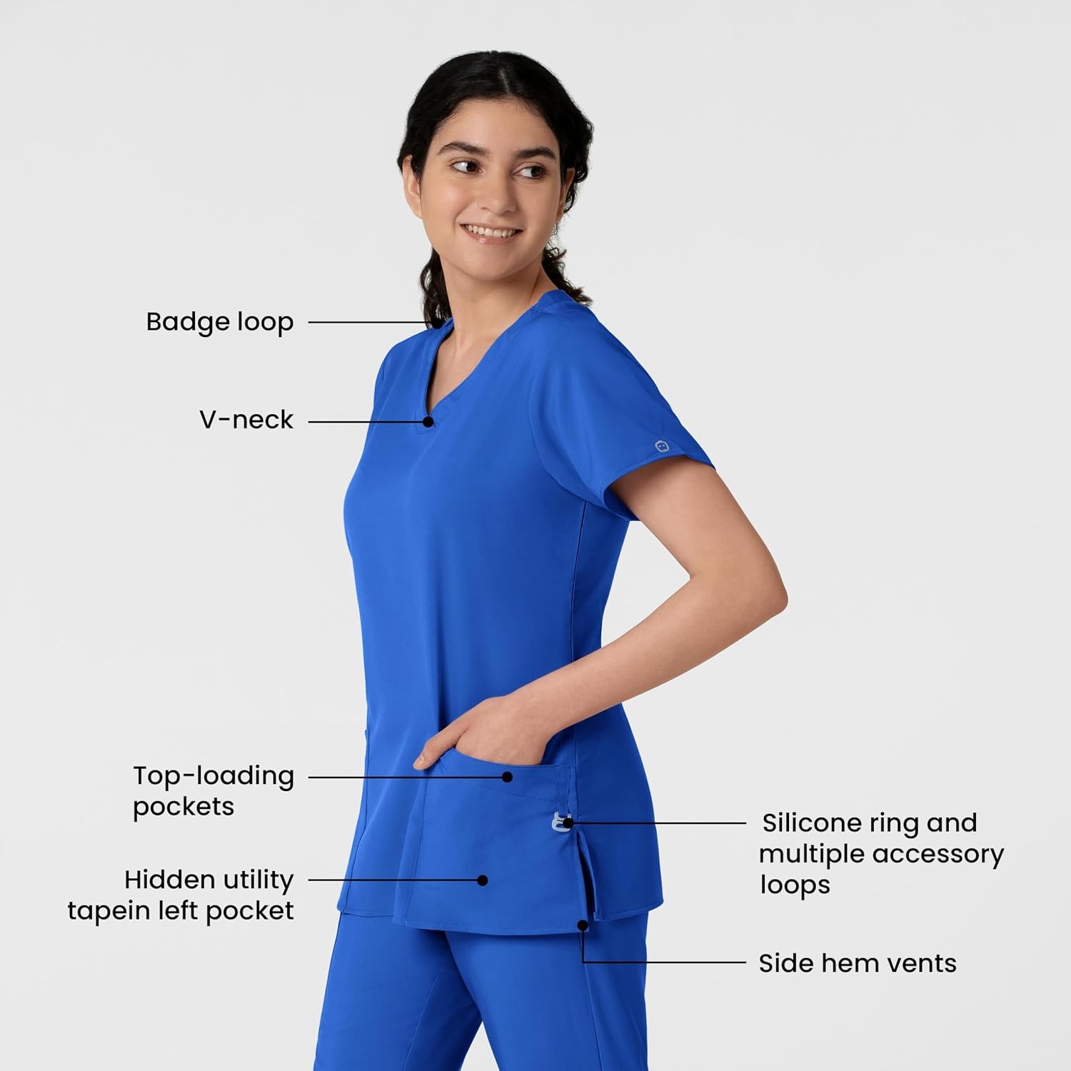 image:imageWINK W123 Womens Basic VNeck Scrub TopRoyal