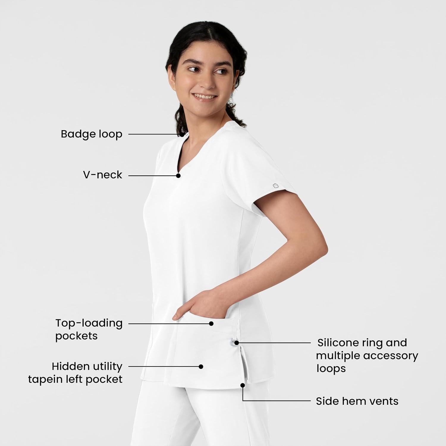 image:imageWINK W123 Womens Basic VNeck Scrub TopWhite