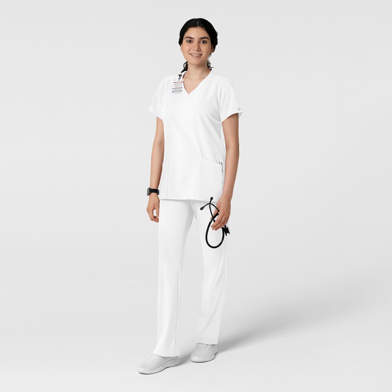 image:imageWINK W123 Womens Basic VNeck Scrub TopWhite