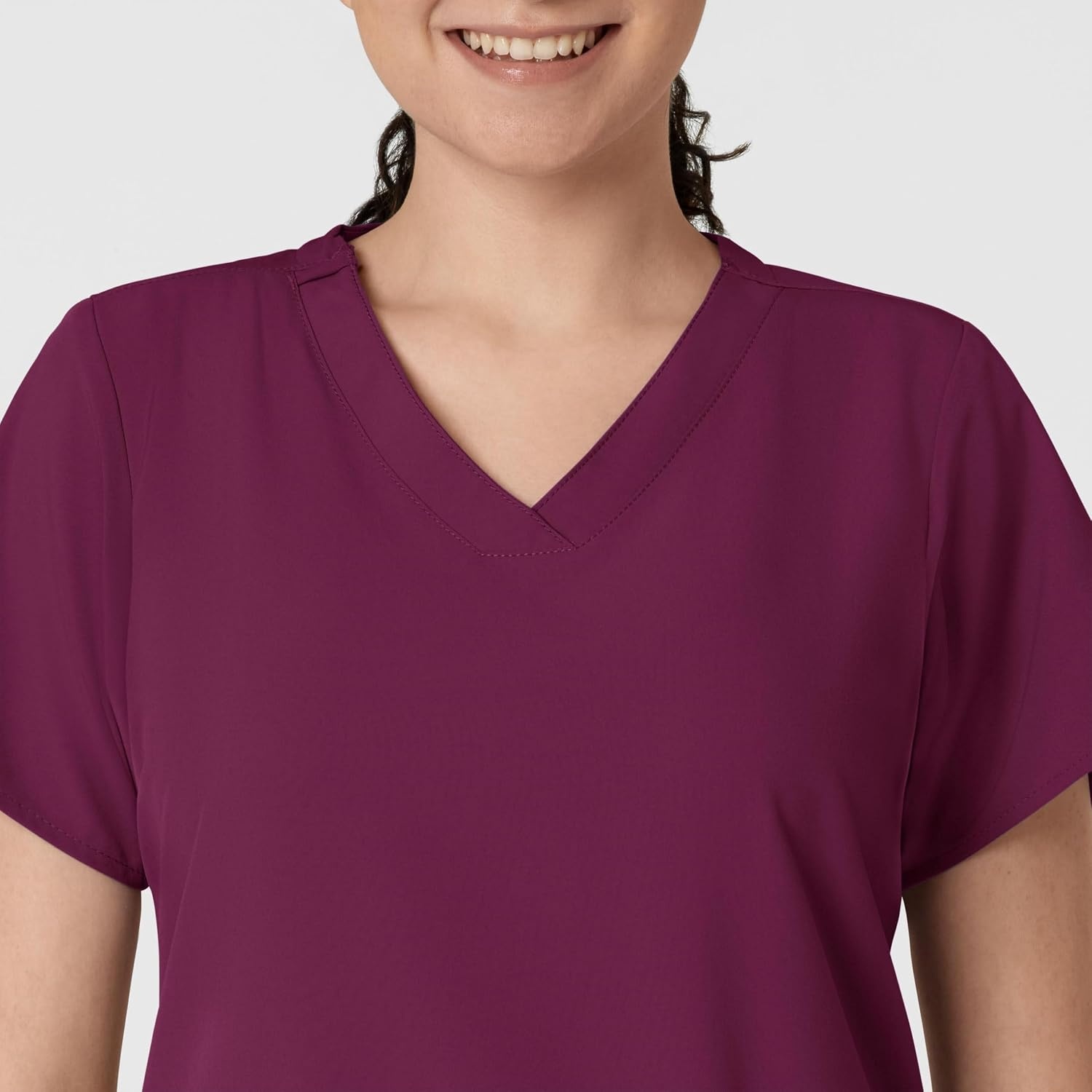 image:imageWINK W123 Womens Basic VNeck Scrub TopWine