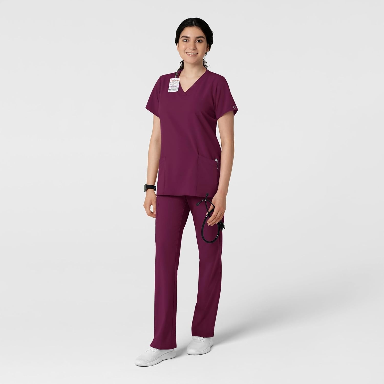 image:imageWINK W123 Womens Basic VNeck Scrub TopWine