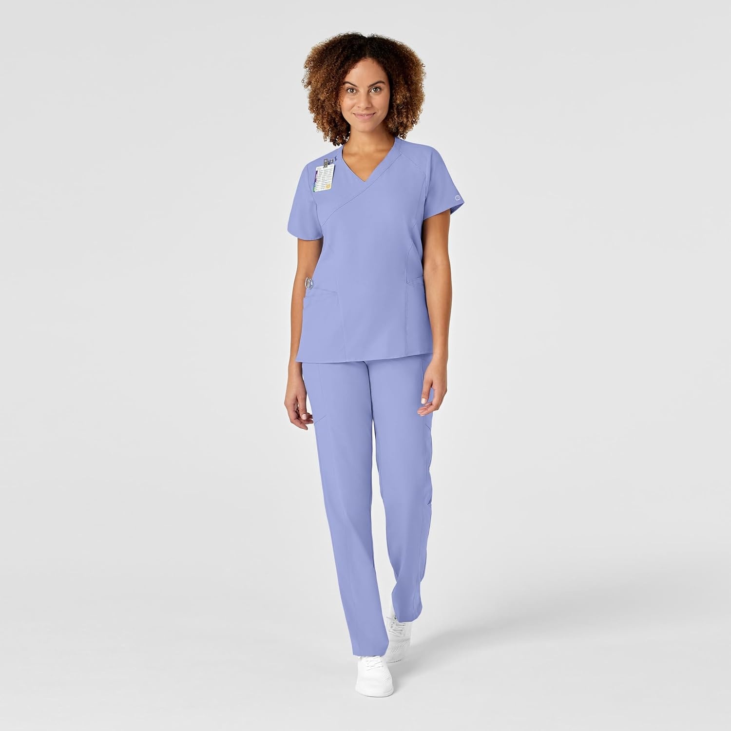 image:imageWINK W123 Womens Mock Wrap Scrub Top Ceil Blue 3X