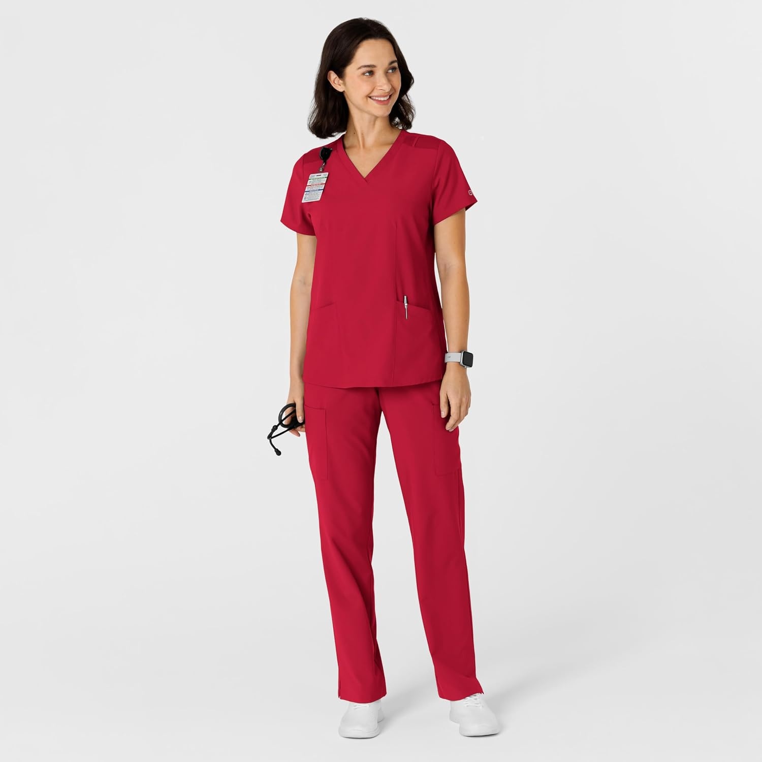 image:imageWINK Womens Womens Flexnreach Side Panel Vneck Scrub TopRed