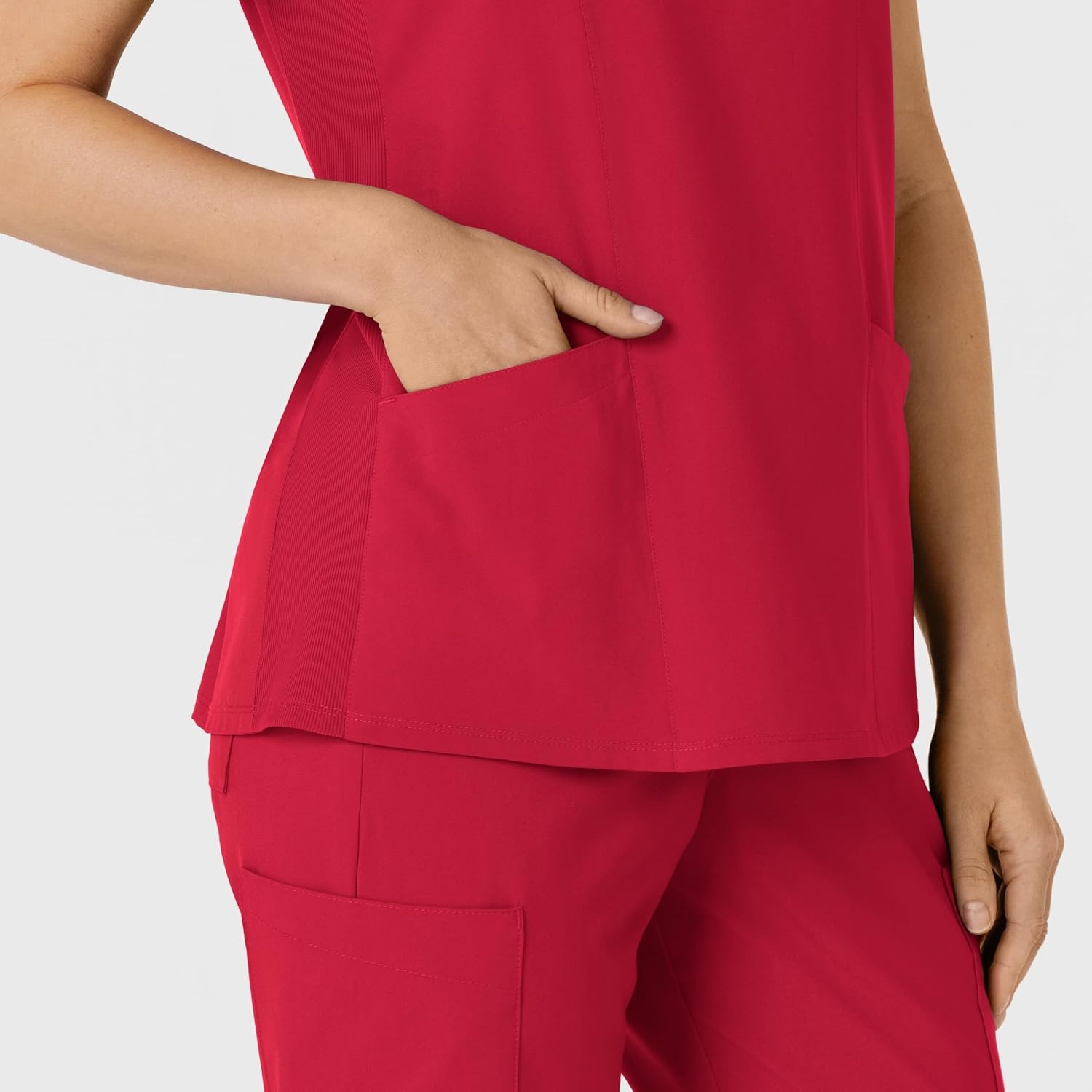 image:imageWINK Womens Womens Flexnreach Side Panel Vneck Scrub TopRed