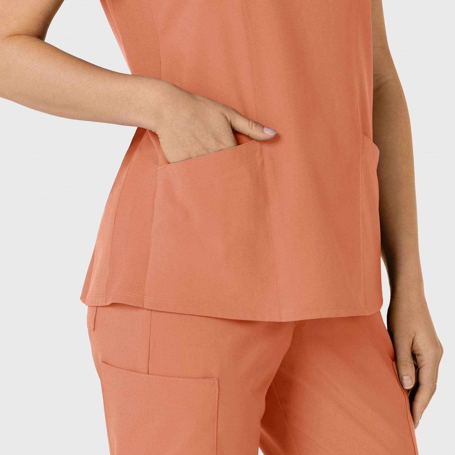 image:imageWINK Womens Womens Flexnreach Side Panel Vneck Scrub TopTerracotta