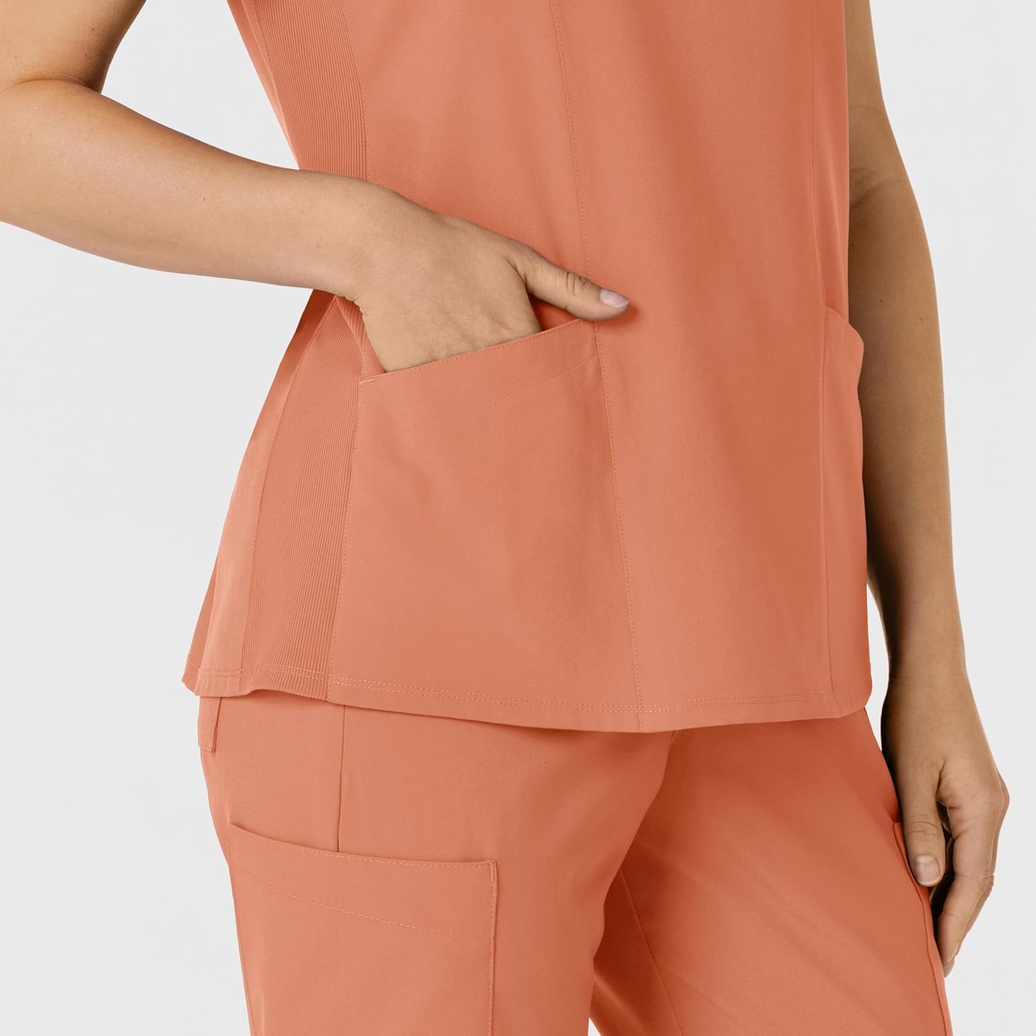 image:imageWINK Womens Womens Flexnreach Side Panel Vneck Scrub TopTerracotta