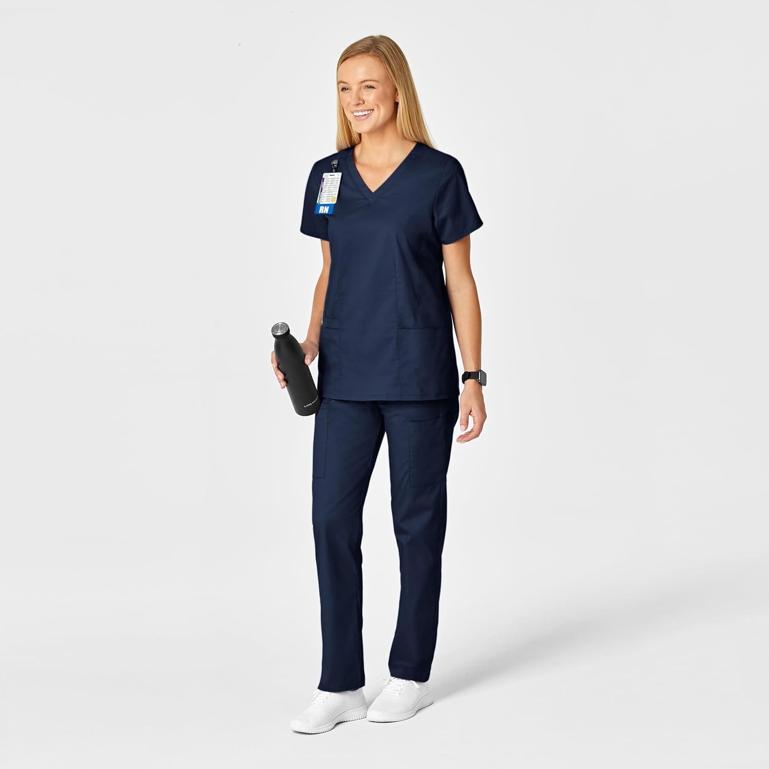 image:imageWINK WonderWORK Womens Shaped VNeck Scrub TopNavy