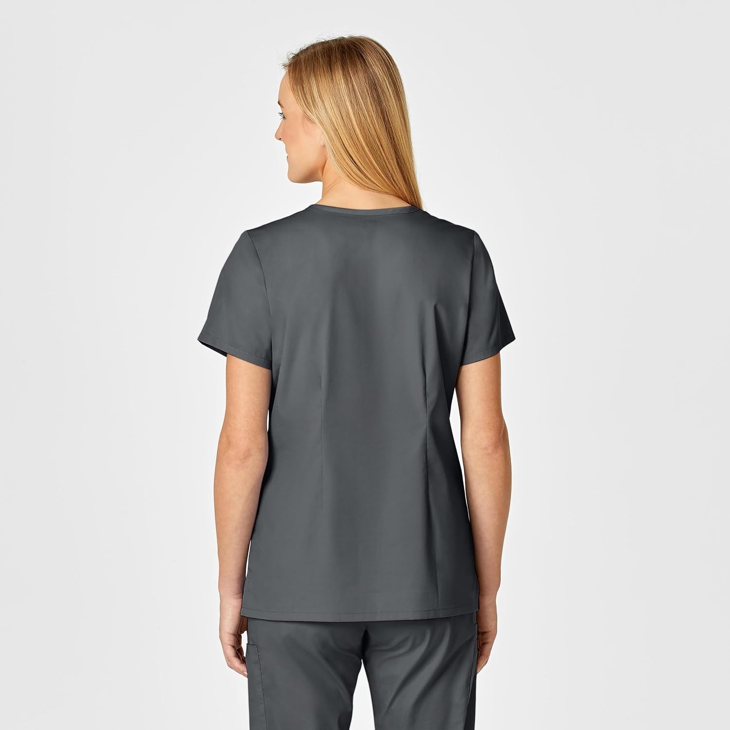 image:imageWINK WonderWORK Womens Shaped VNeck Scrub TopPewter