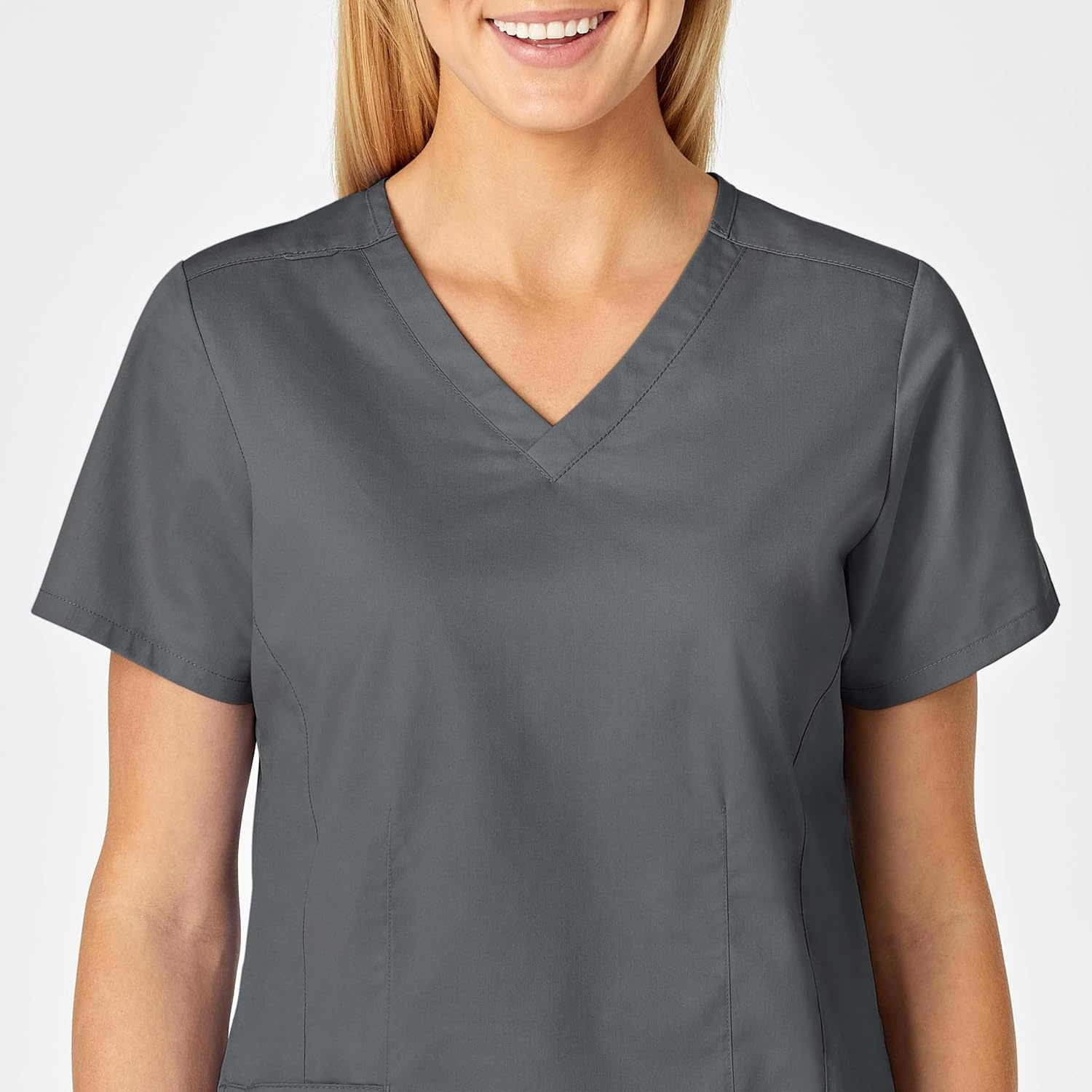image:imageWINK WonderWORK Womens Shaped VNeck Scrub TopPewter
