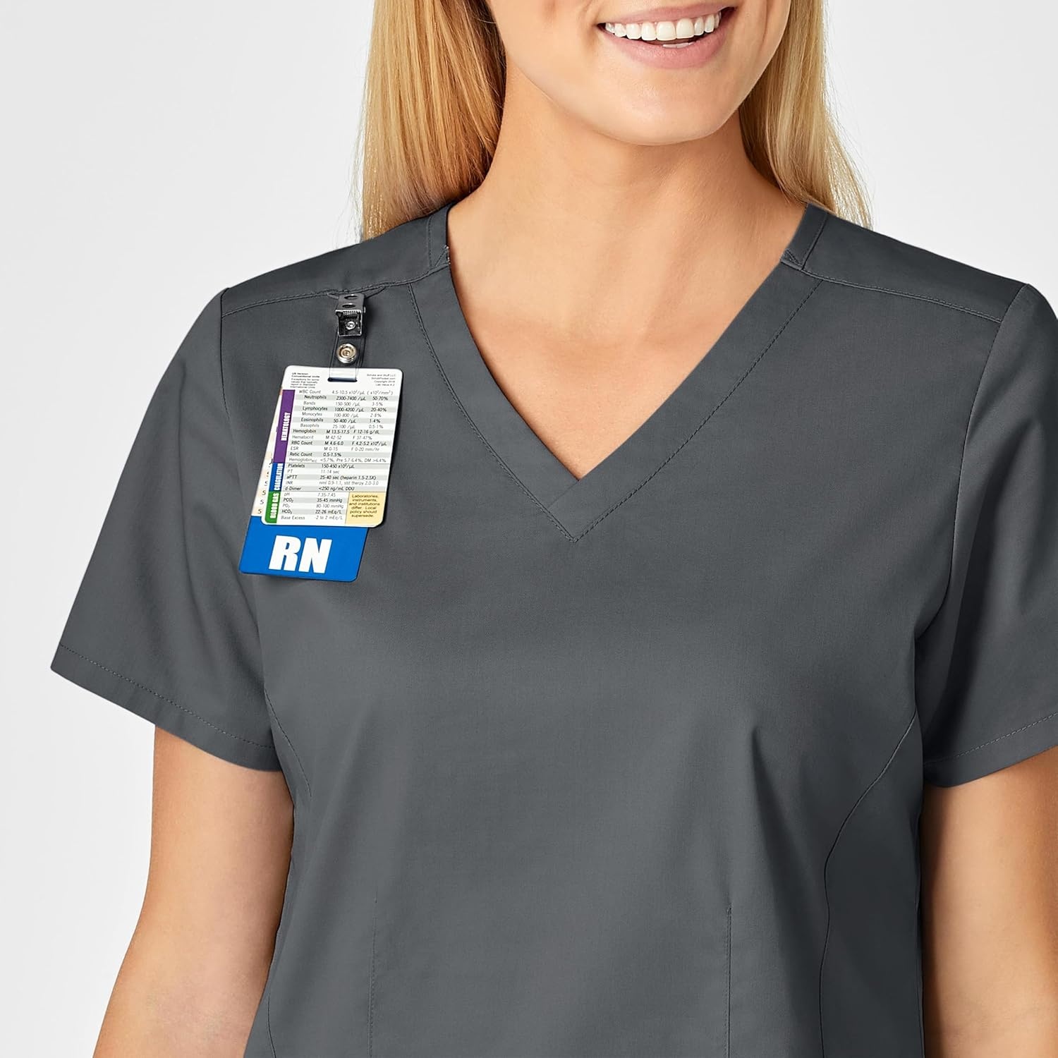 image:imageWINK WonderWORK Womens Shaped VNeck Scrub TopPewter