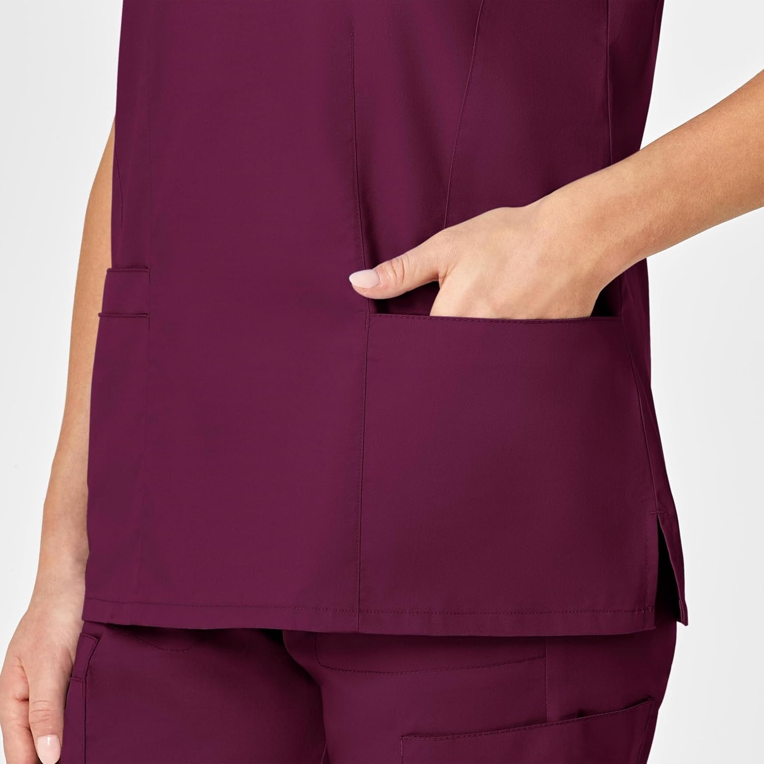 image:imageWINK WonderWORK Womens Shaped VNeck Scrub TopWine