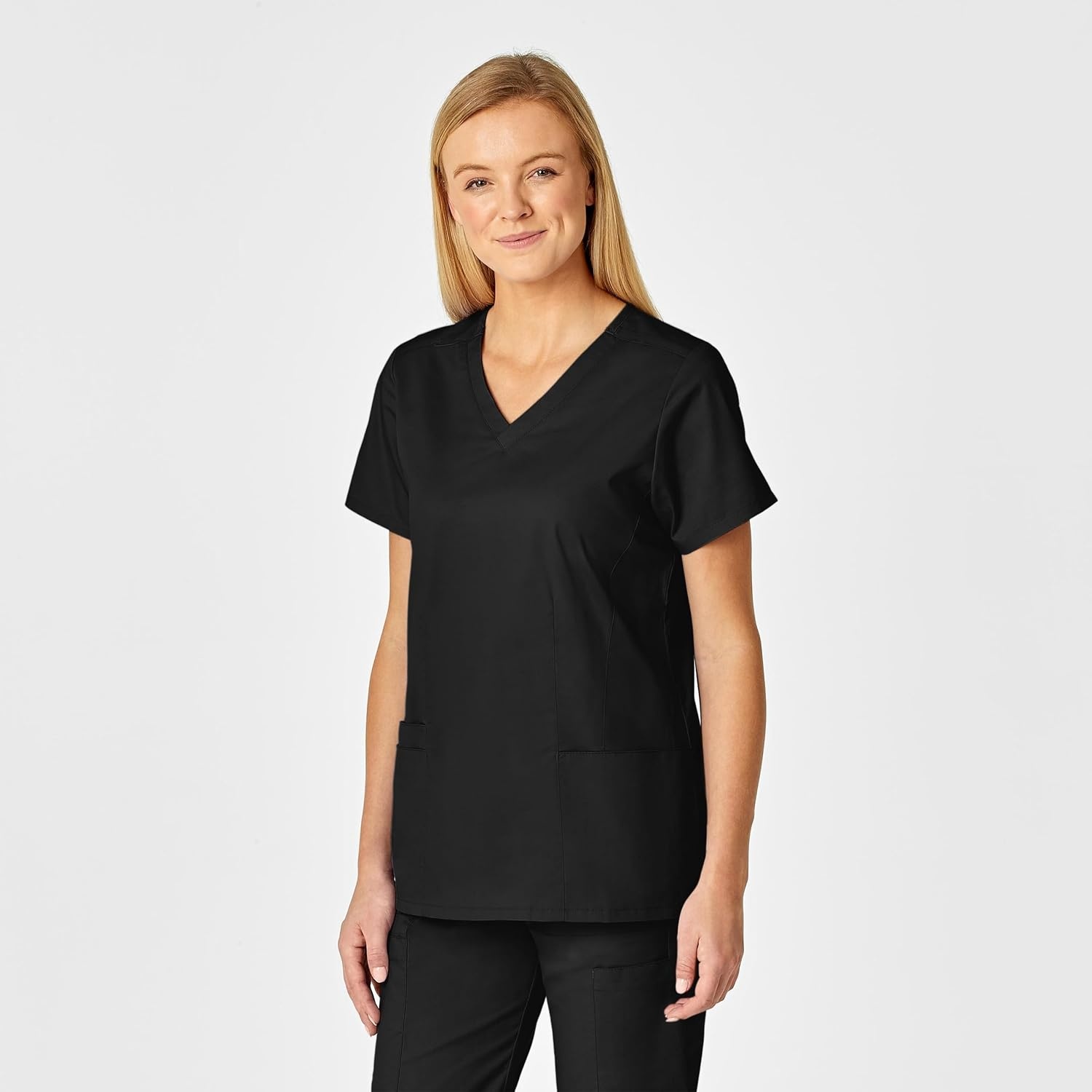 image:imageWINK WonderWORK Womens VNeck Scrub TopBlack