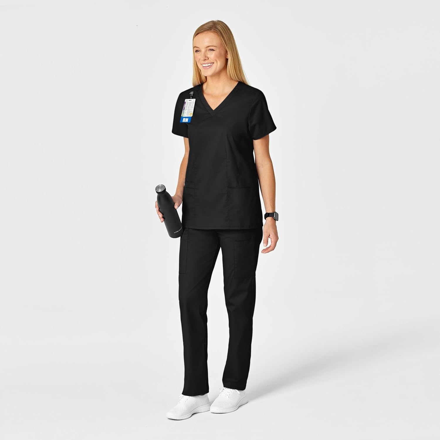 image:imageWINK WonderWORK Womens VNeck Scrub TopBlack