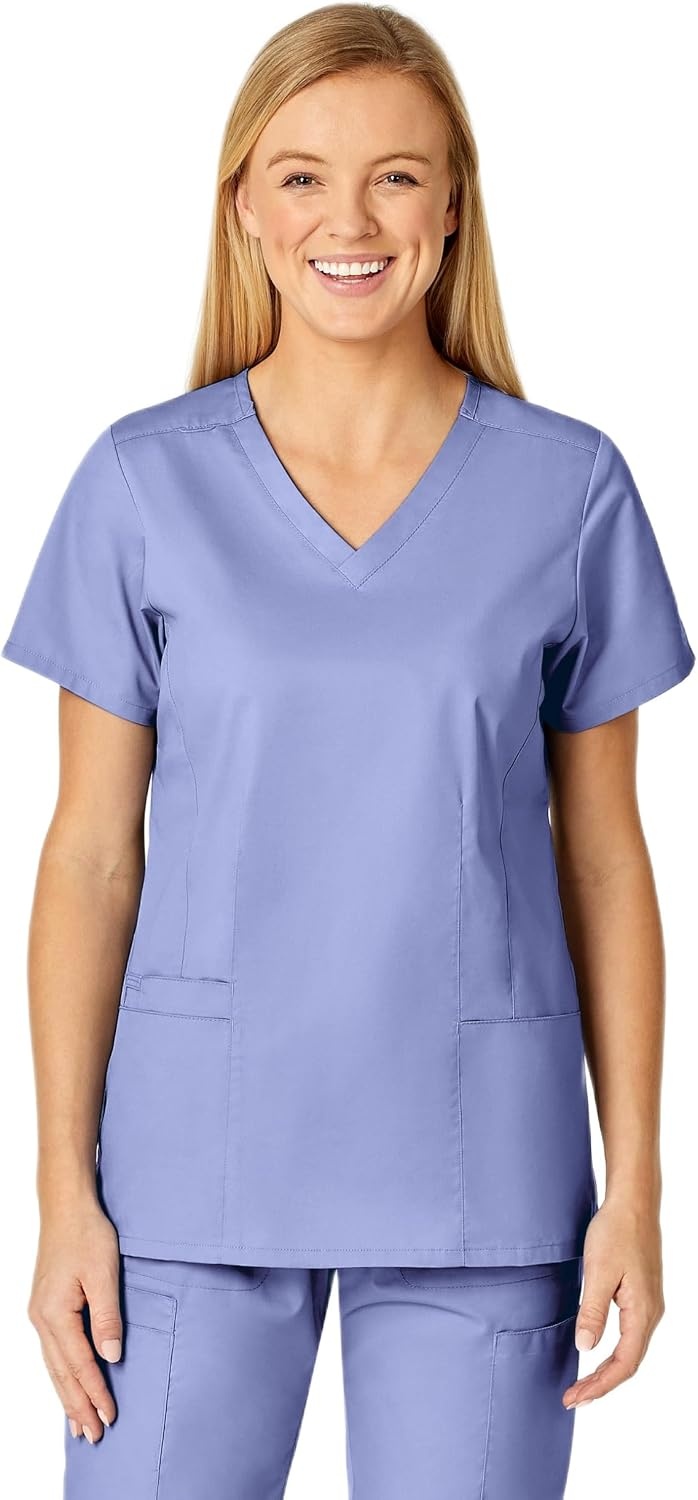 image:imageWINK WonderWORK Womens VNeck Scrub TopCeil Blue