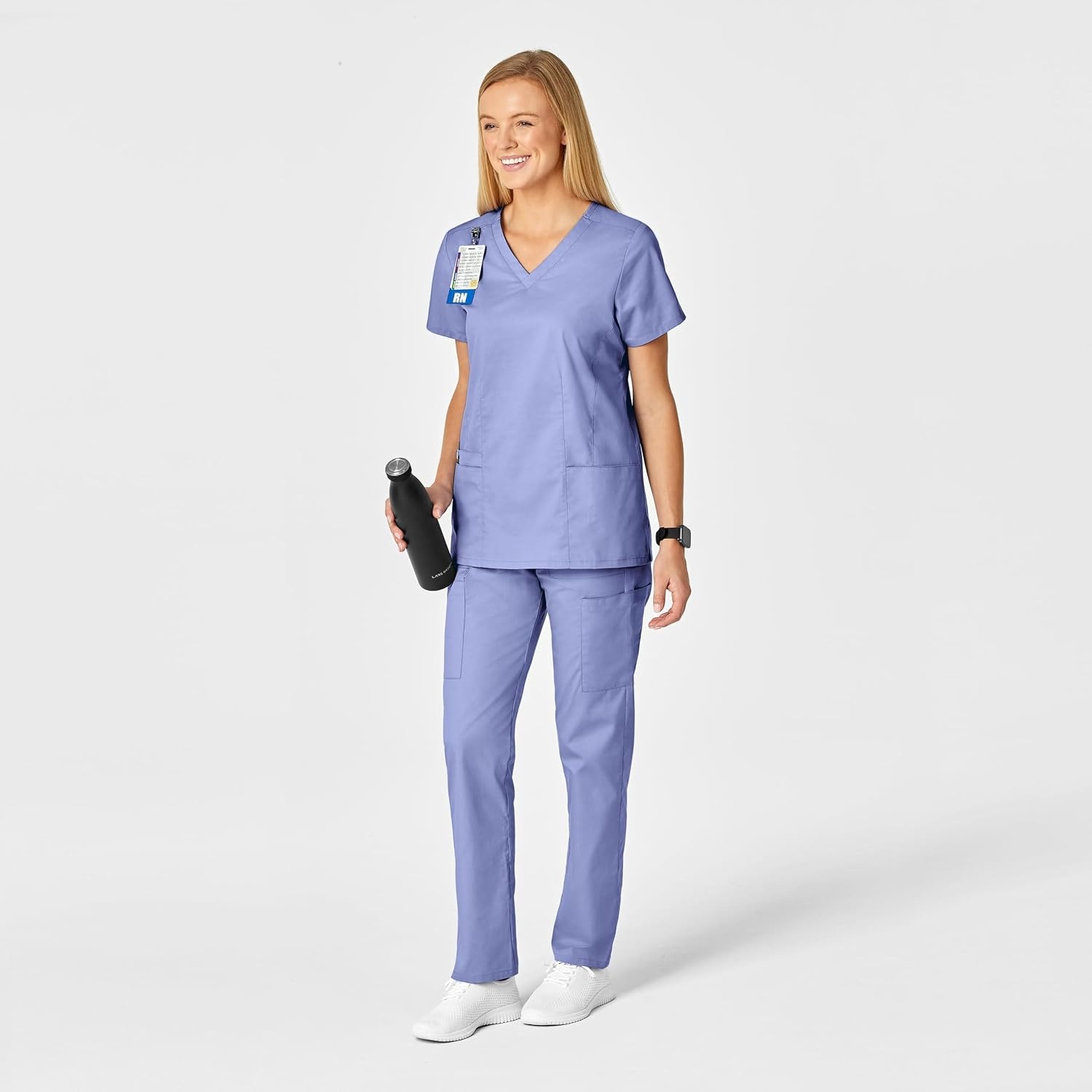 image:imageWINK WonderWORK Womens VNeck Scrub TopCeil Blue