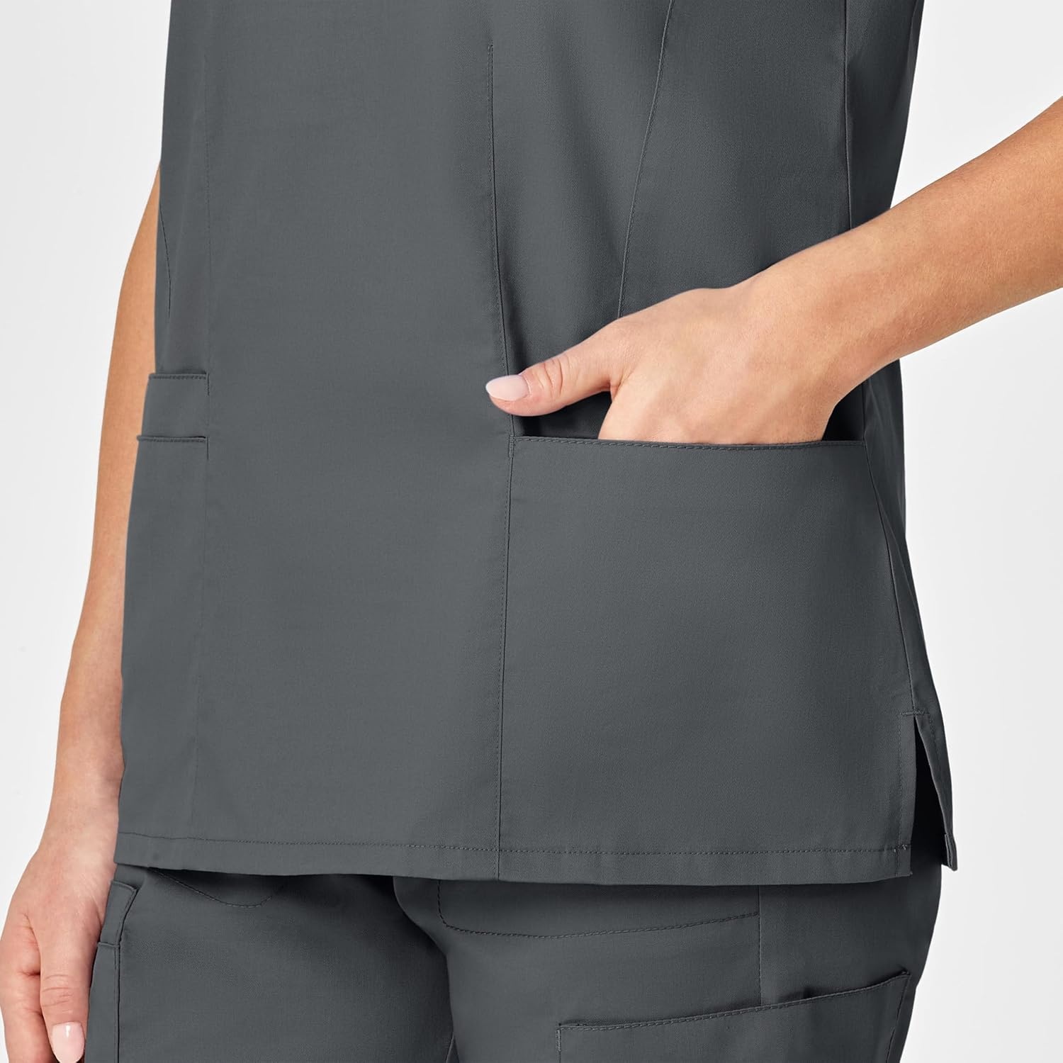 image:imageWINK WonderWORK Womens VNeck Scrub TopPewter
