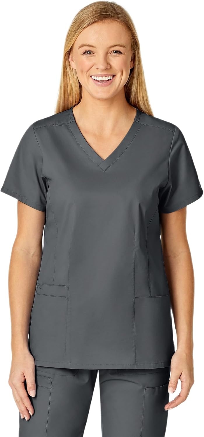 image:imageWINK WonderWORK Womens VNeck Scrub TopPewter