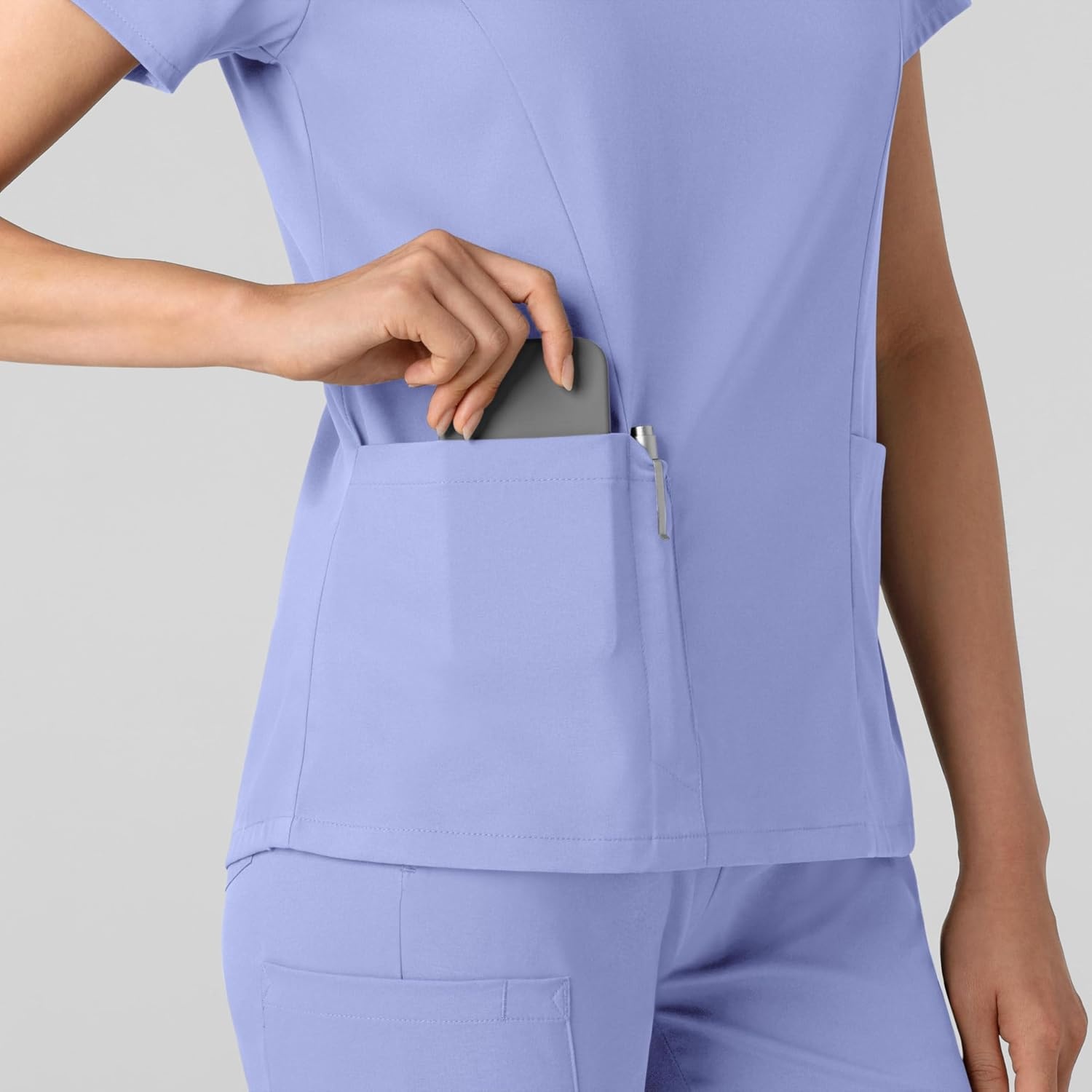 image:imageWink Boundless Womens 2Pocket VNeck Scrub TopCeil Blue