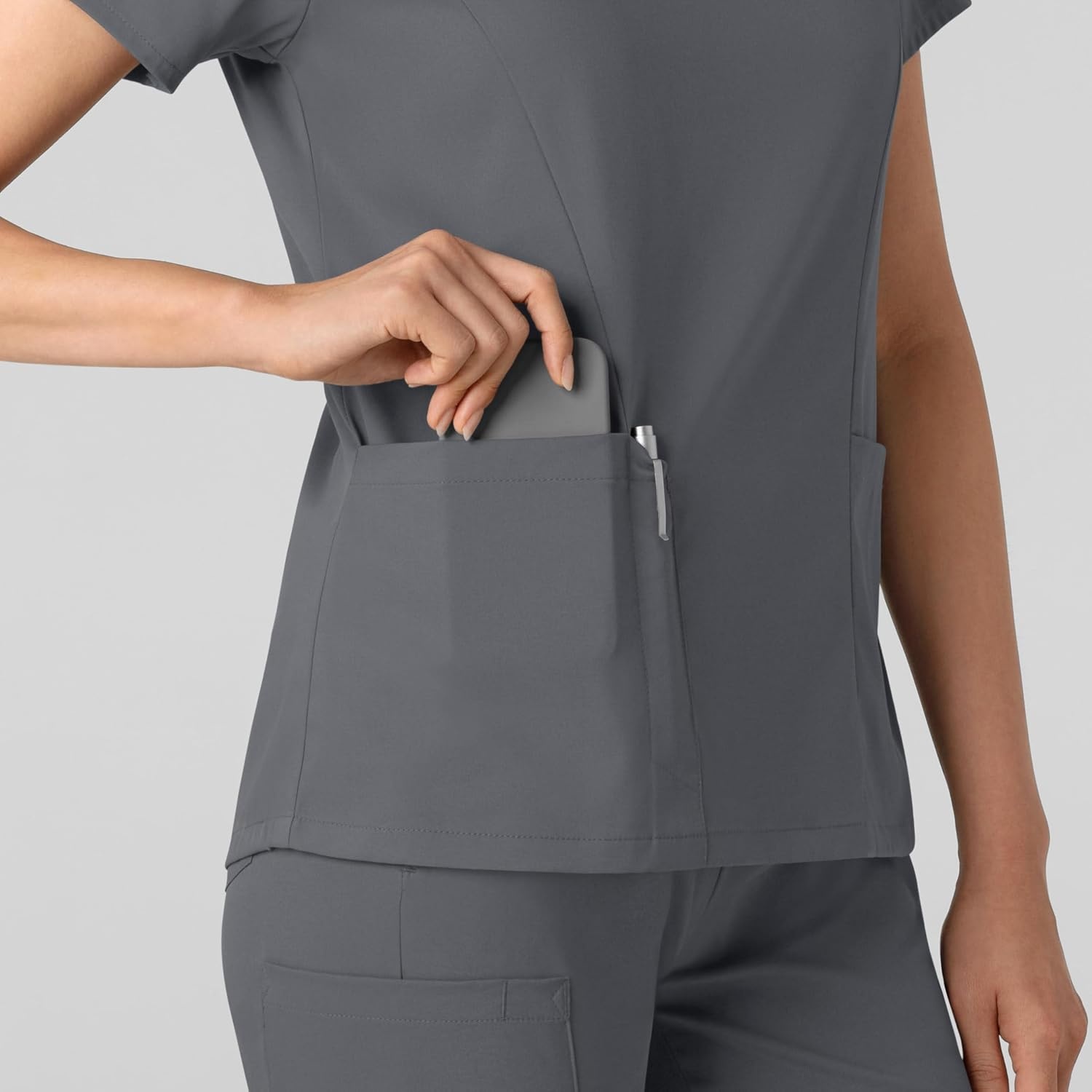 image:imageWink Boundless Womens 2Pocket VNeck Scrub TopPewter