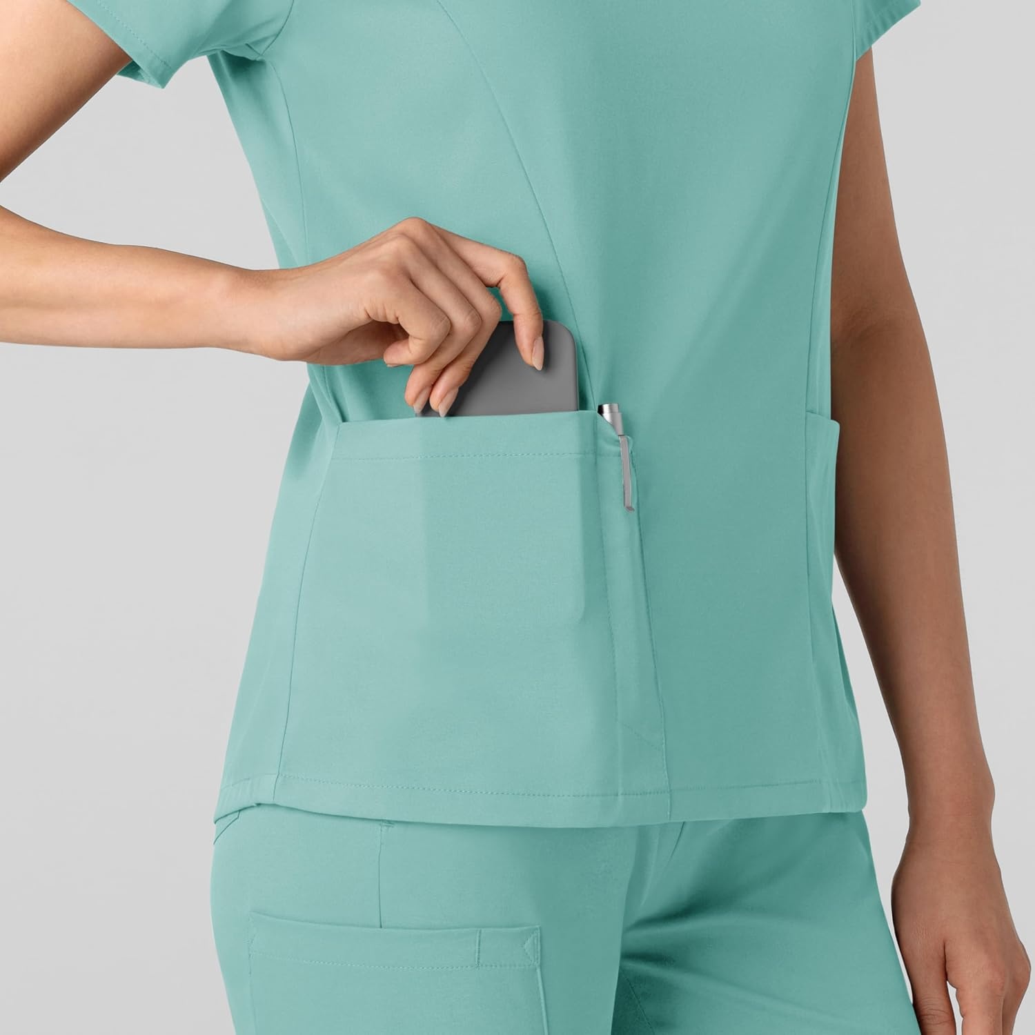 image:imageWink Boundless Womens 2Pocket VNeck Scrub TopTurquoise