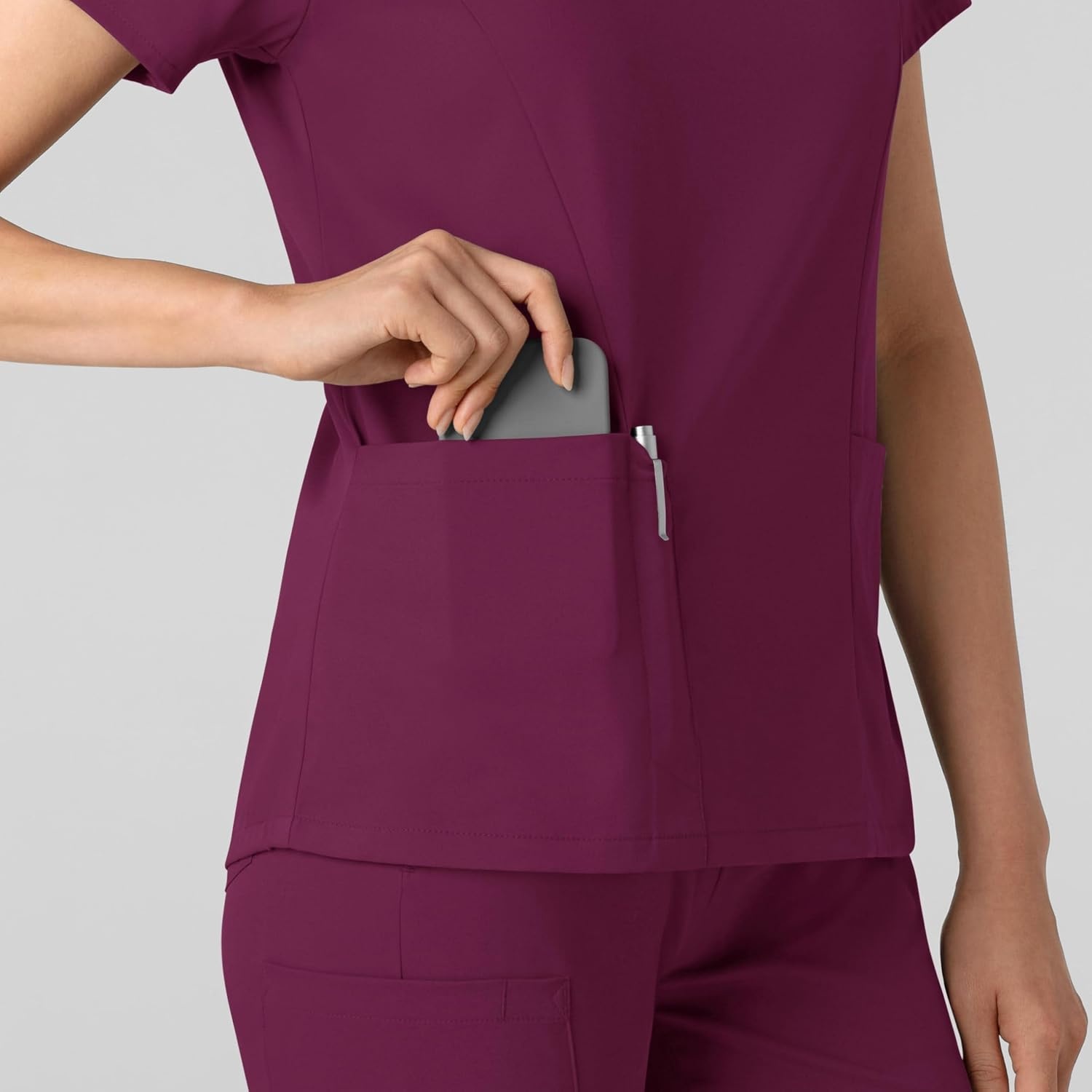image:imageWink Boundless Womens 2Pocket VNeck Scrub TopWine