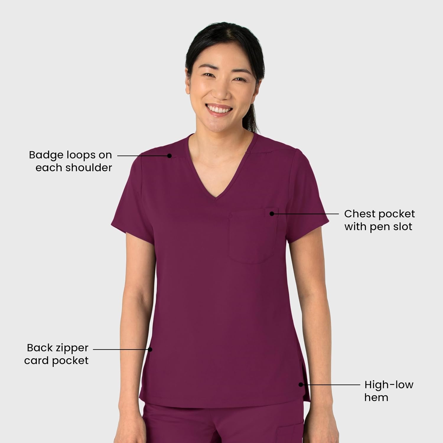 image:imageWink Boundless Womens Tuckin Scrub TopWine