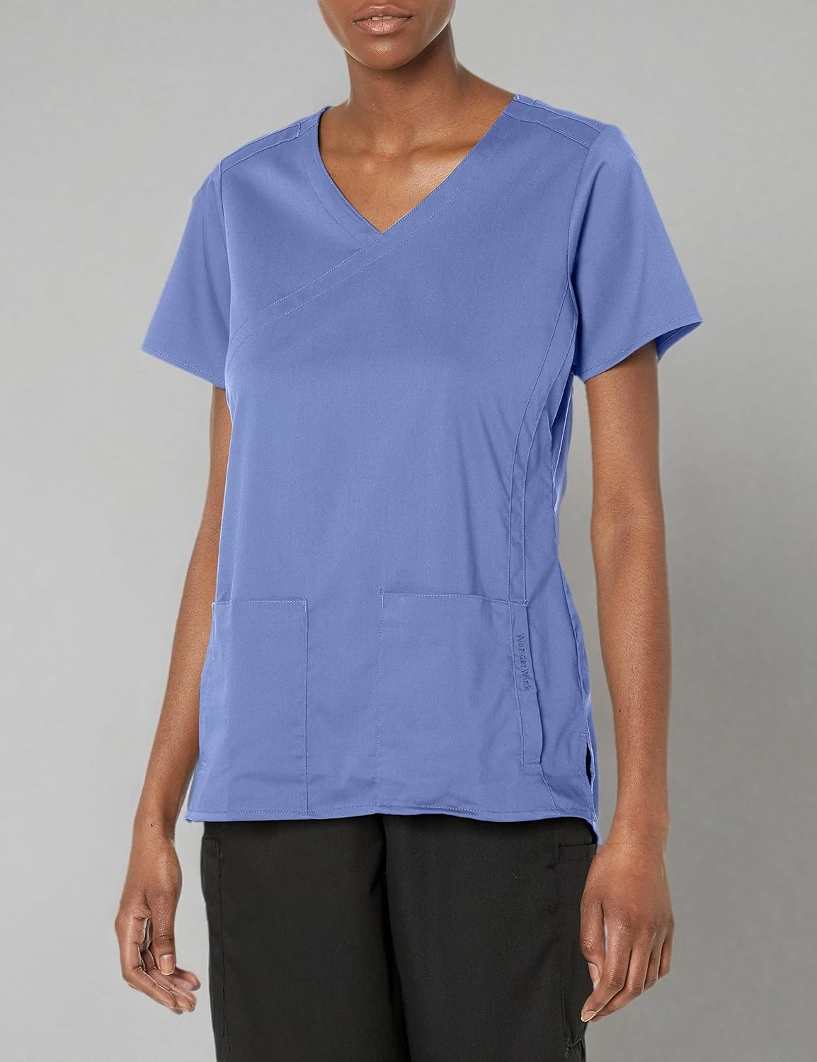 image:imageWink PRO Womens 4 Pocket Wrap Scrub TopCeil Blue