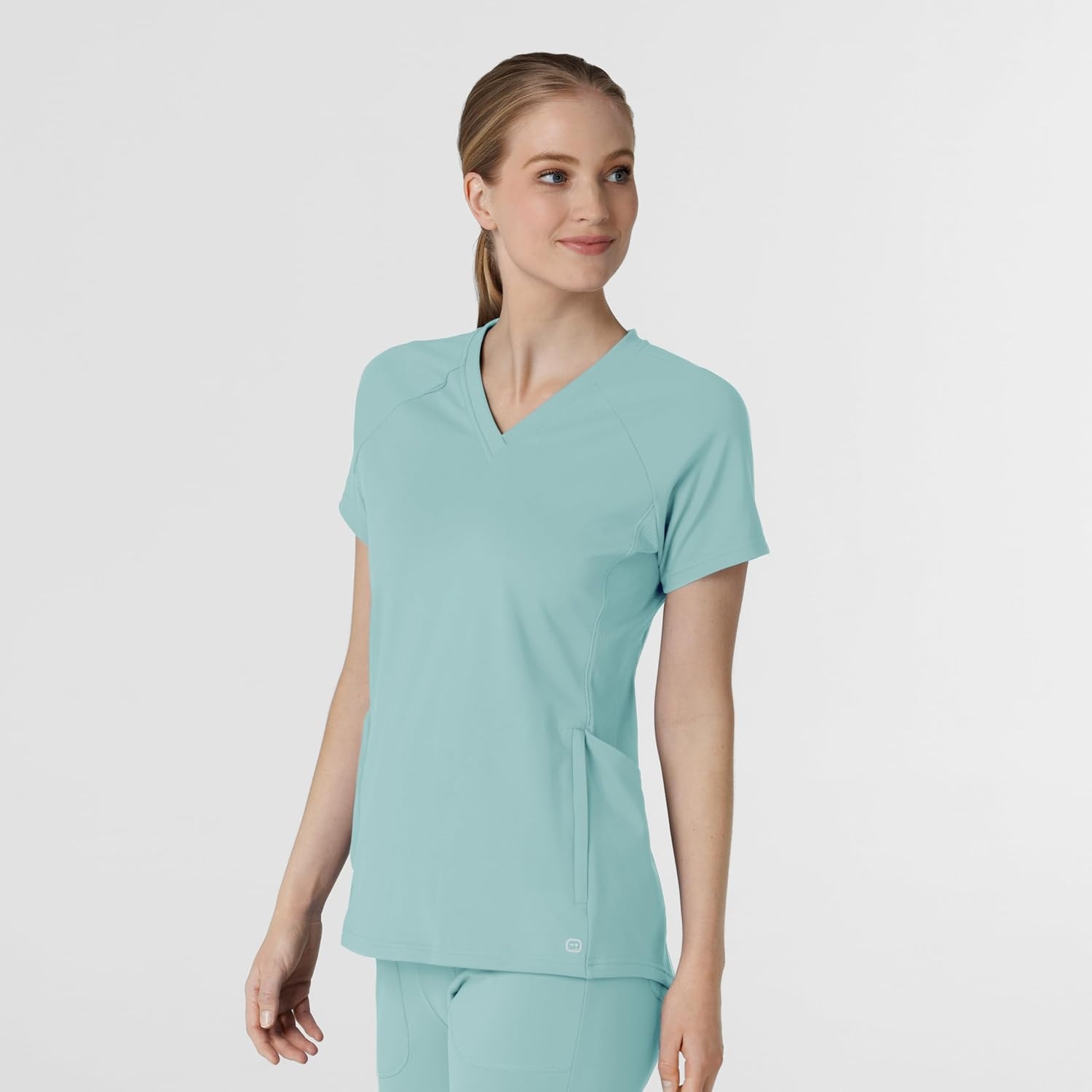 image:imageWink Renew Womens FlexnReach VNeck Raglan Scrub TopCoastal Blue