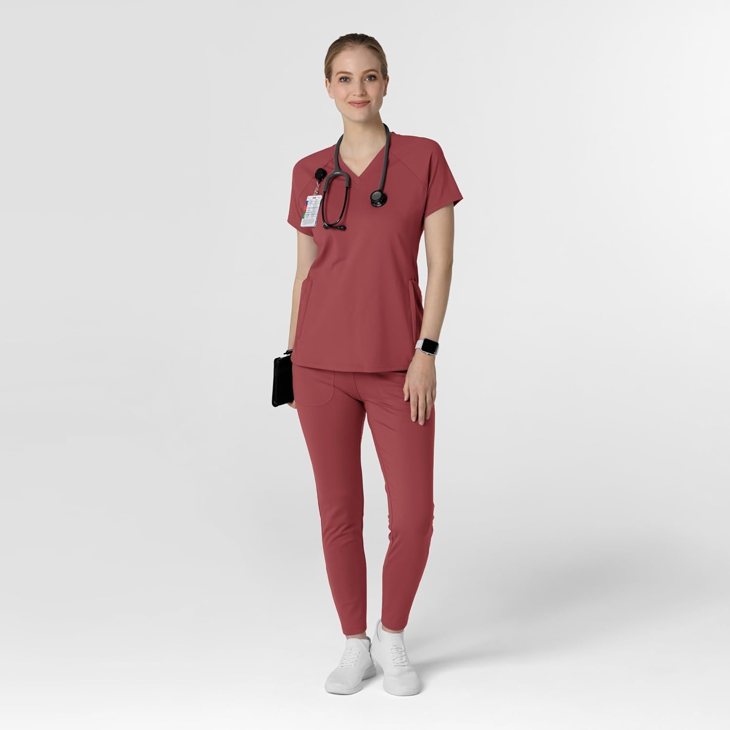 image:imageWink Renew Womens FlexnReach VNeck Raglan Scrub TopRuby