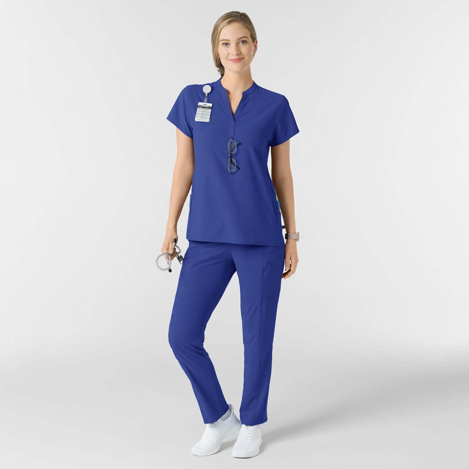 image:imageWink Renew Womens Mandarin Collar Scrub TopGalaxy Blue