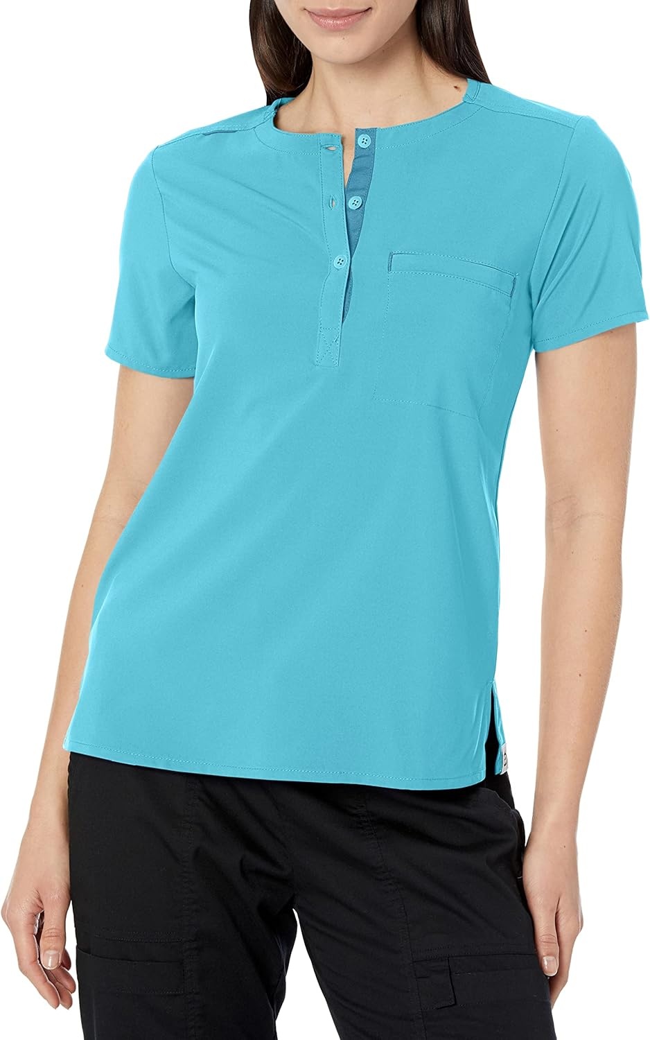 image:imageWink Renew Womens Mandarin Collar Tuckin Scrub TopBay Blue