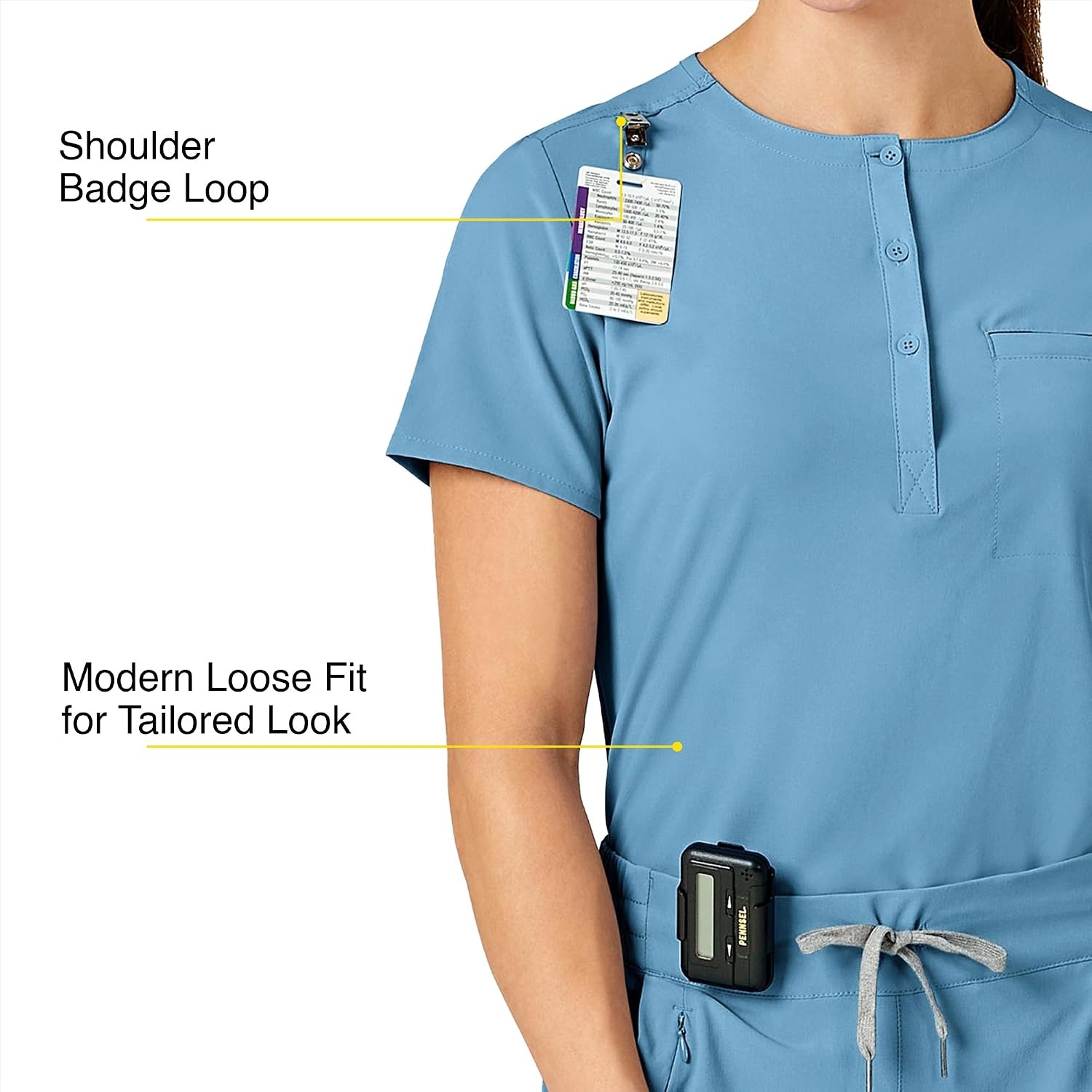 image:imageWink Renew Womens Mandarin Collar Tuckin Scrub TopBay Blue