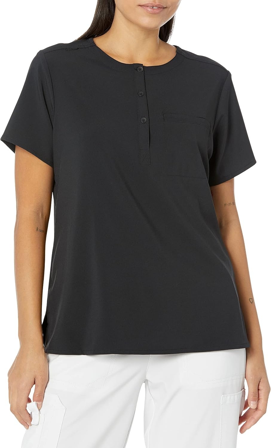image:imageWink Renew Womens Mandarin Collar Tuckin Scrub TopBlack