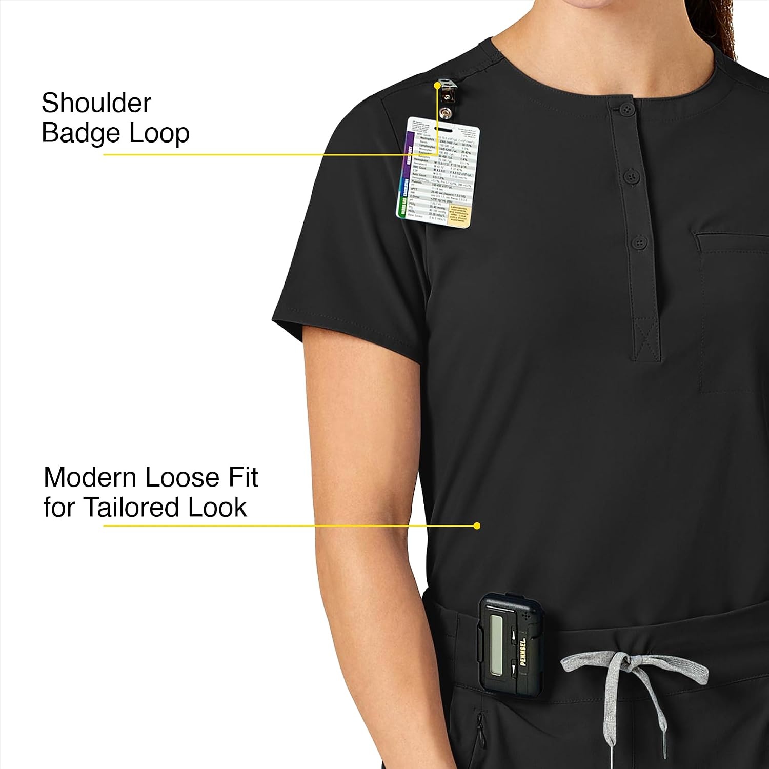 image:imageWink Renew Womens Mandarin Collar Tuckin Scrub TopBlack