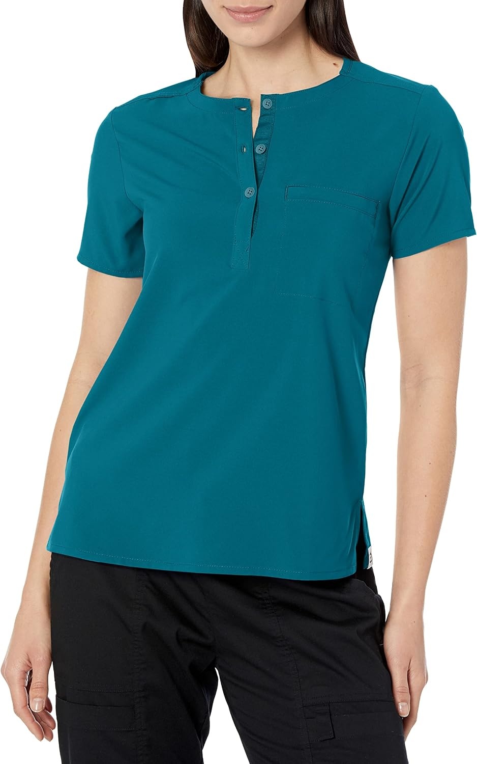 image:imageWink Renew Womens Mandarin Collar Tuckin Scrub TopCaribbean