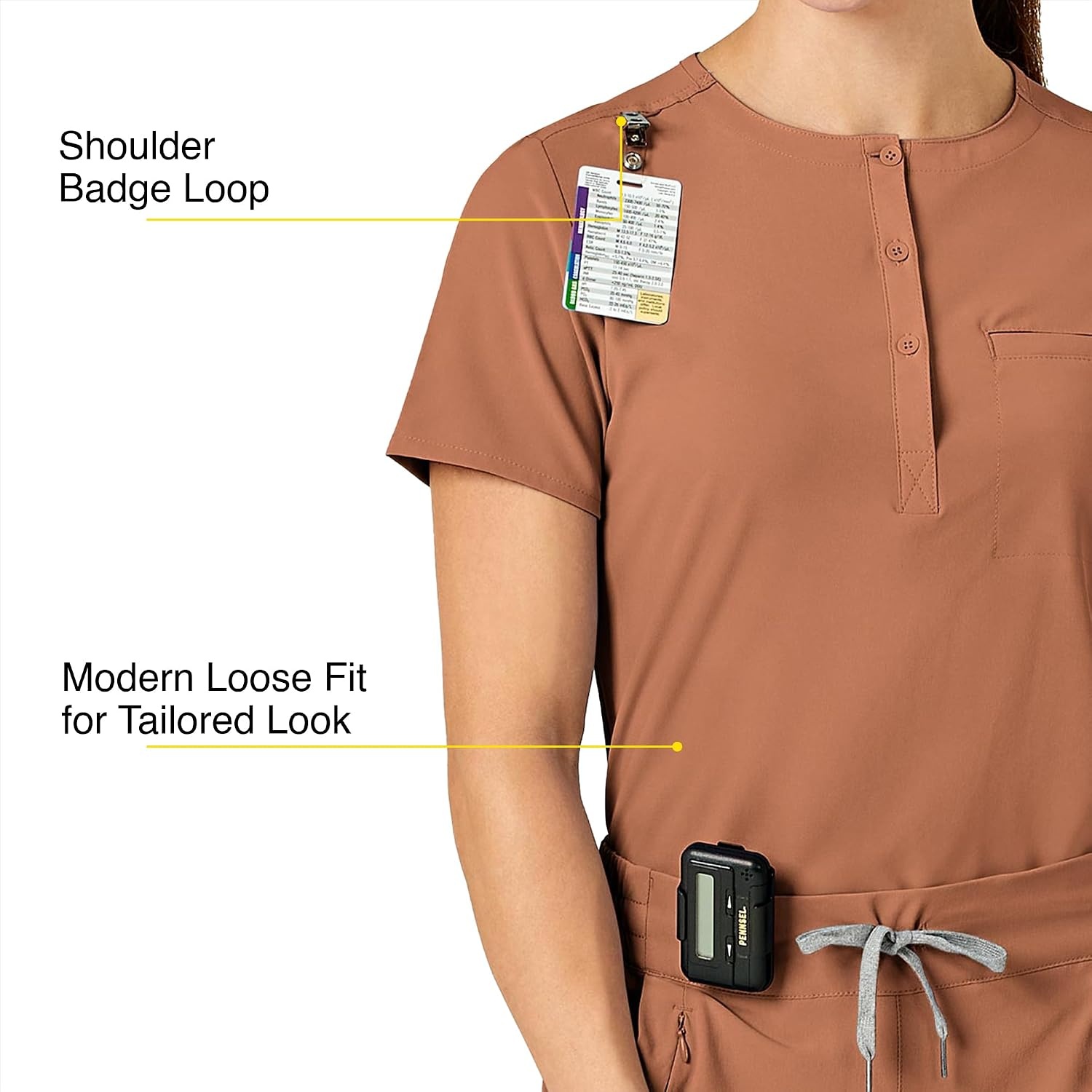 image:imageWink Renew Womens Mandarin Collar Tuckin Scrub TopClay