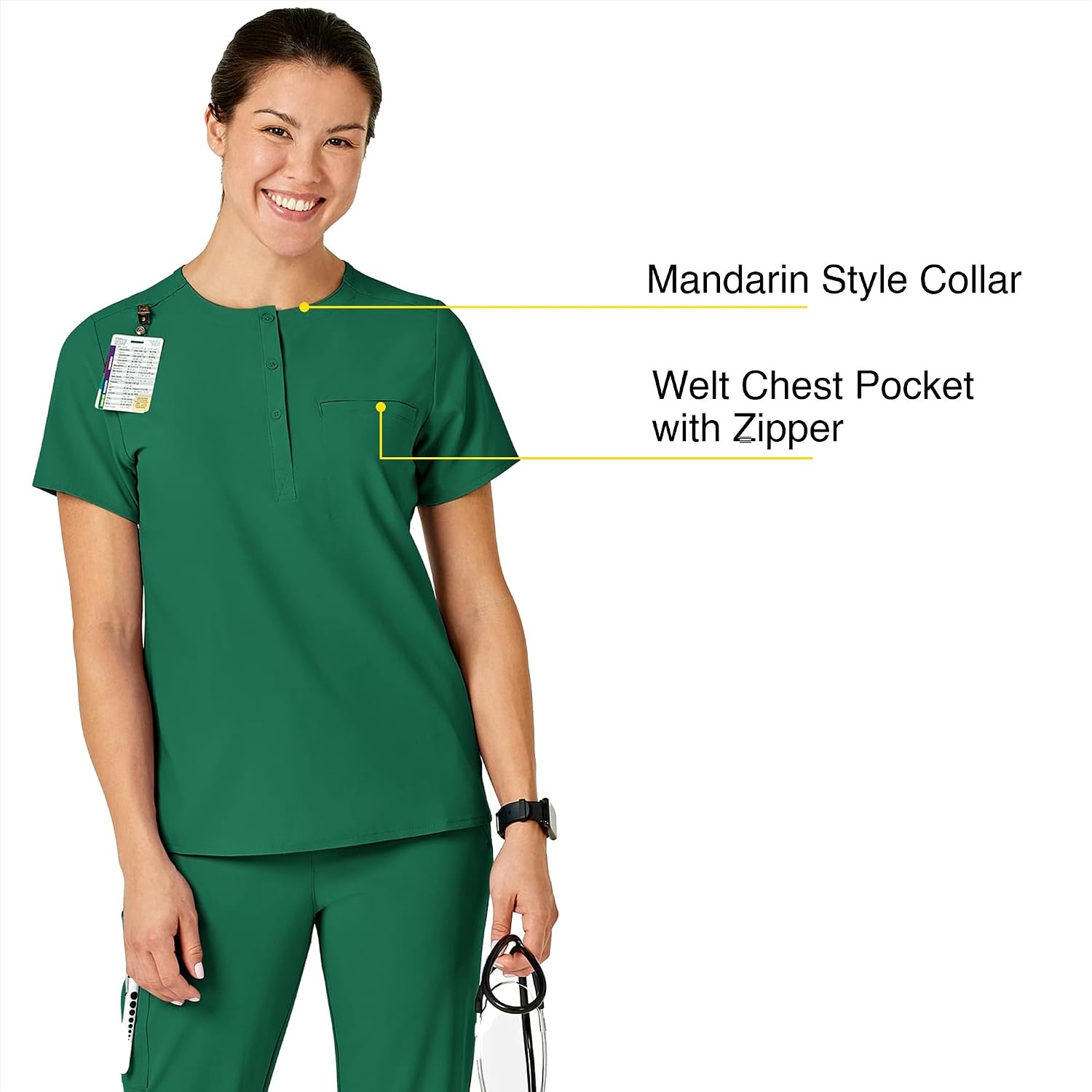image:imageWink Renew Womens Mandarin Collar Tuckin Scrub TopHunter