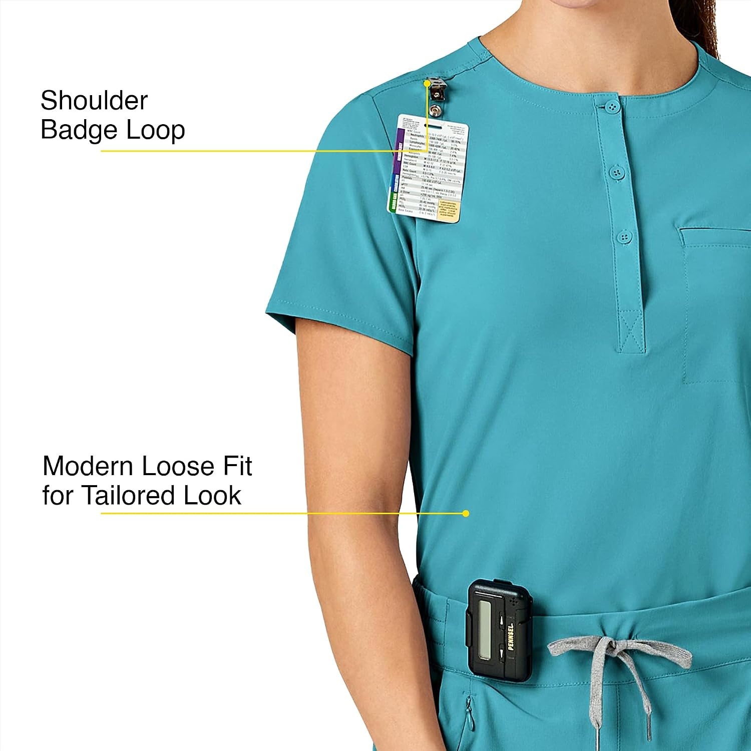 image:imageWink Renew Womens Mandarin Collar Tuckin Scrub TopTeal Blue