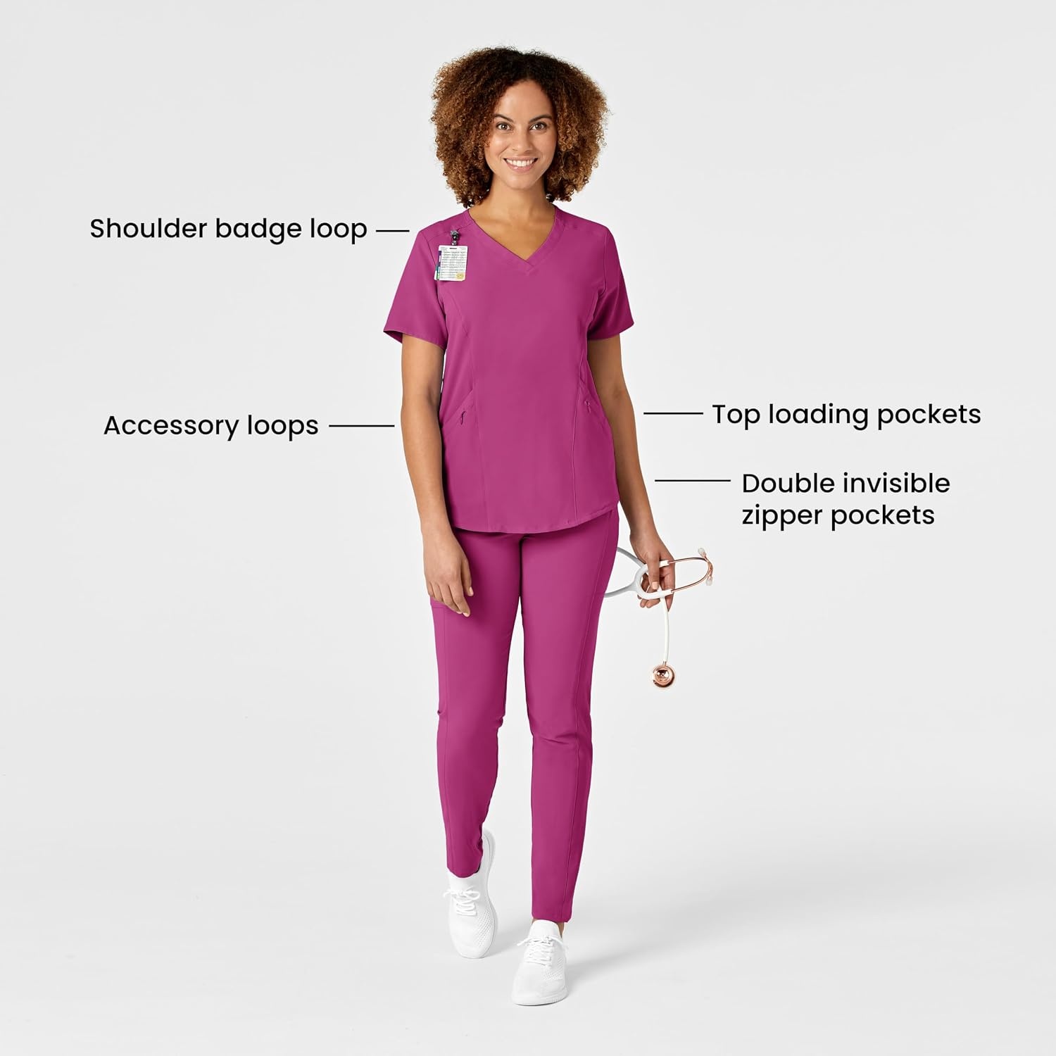 image:imageWink Renew Womens VNeck Scrub TopRaspberry