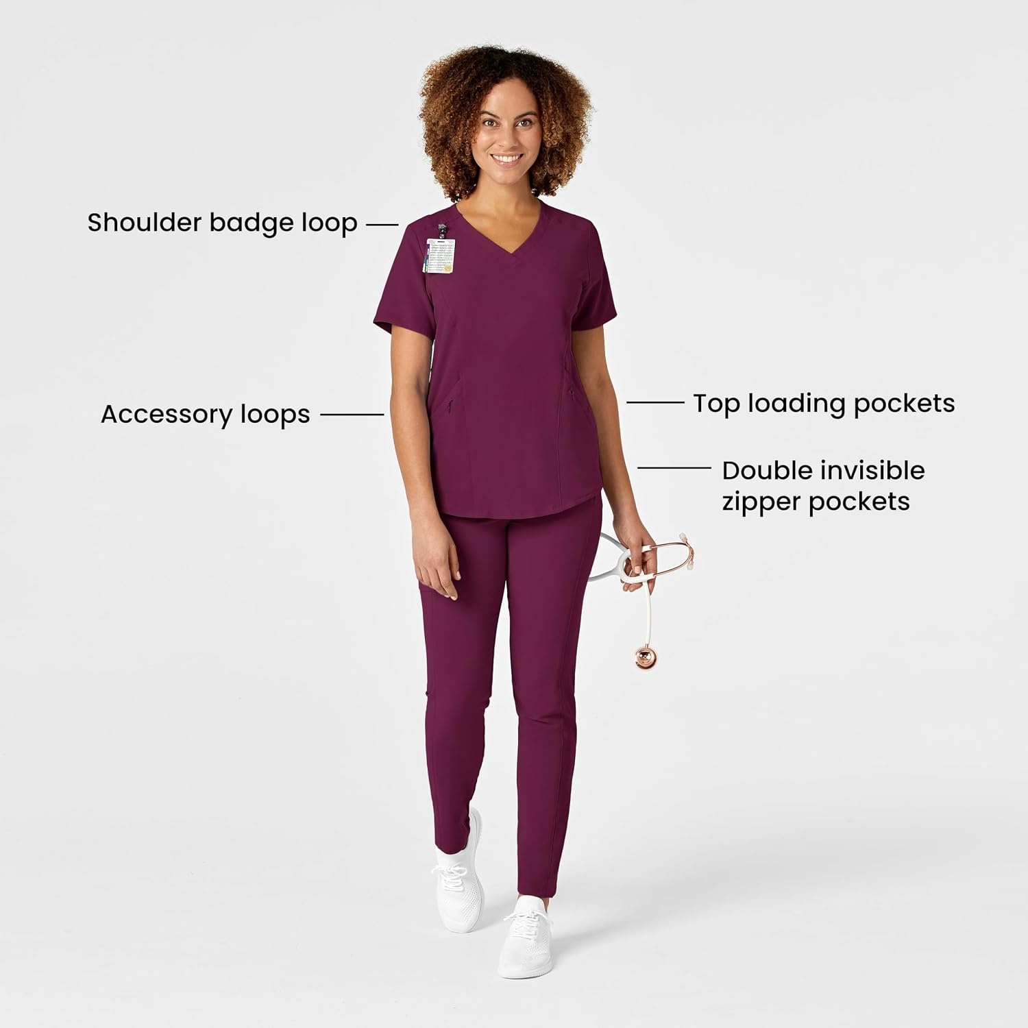 image:imageWink Renew Womens VNeck Scrub TopWine