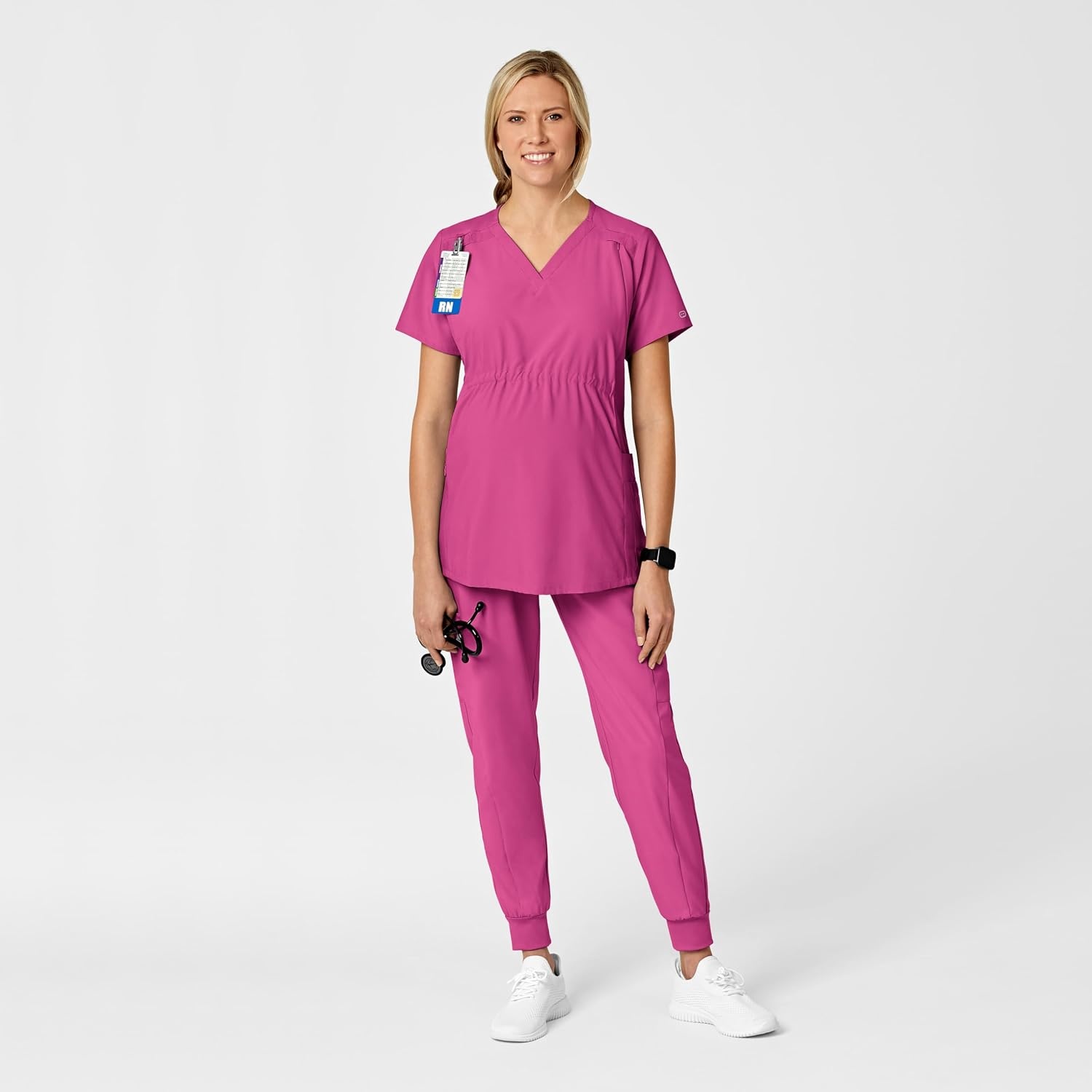 image:imageWink W123 Maternity VNeck Scrub TopHot Pink