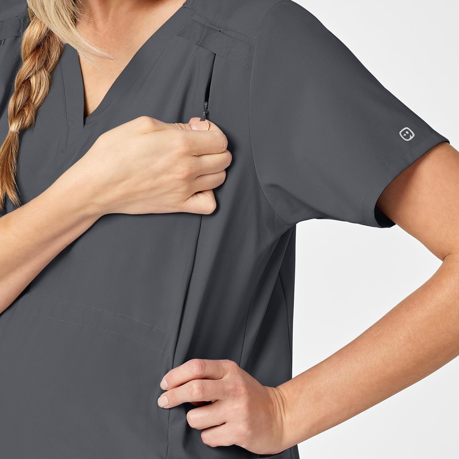 image:imageWink W123 Maternity VNeck Scrub TopPewter