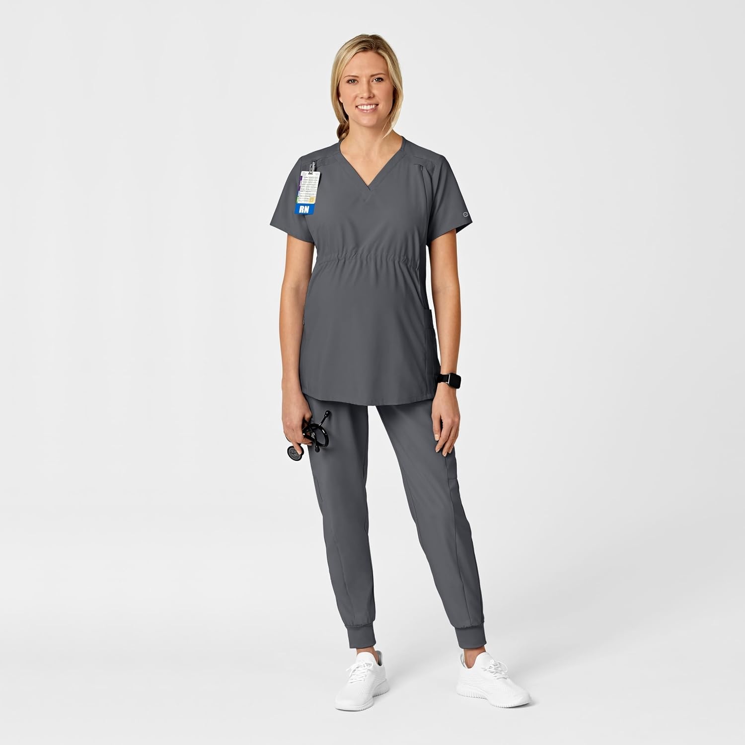 image:imageWink W123 Maternity VNeck Scrub TopPewter