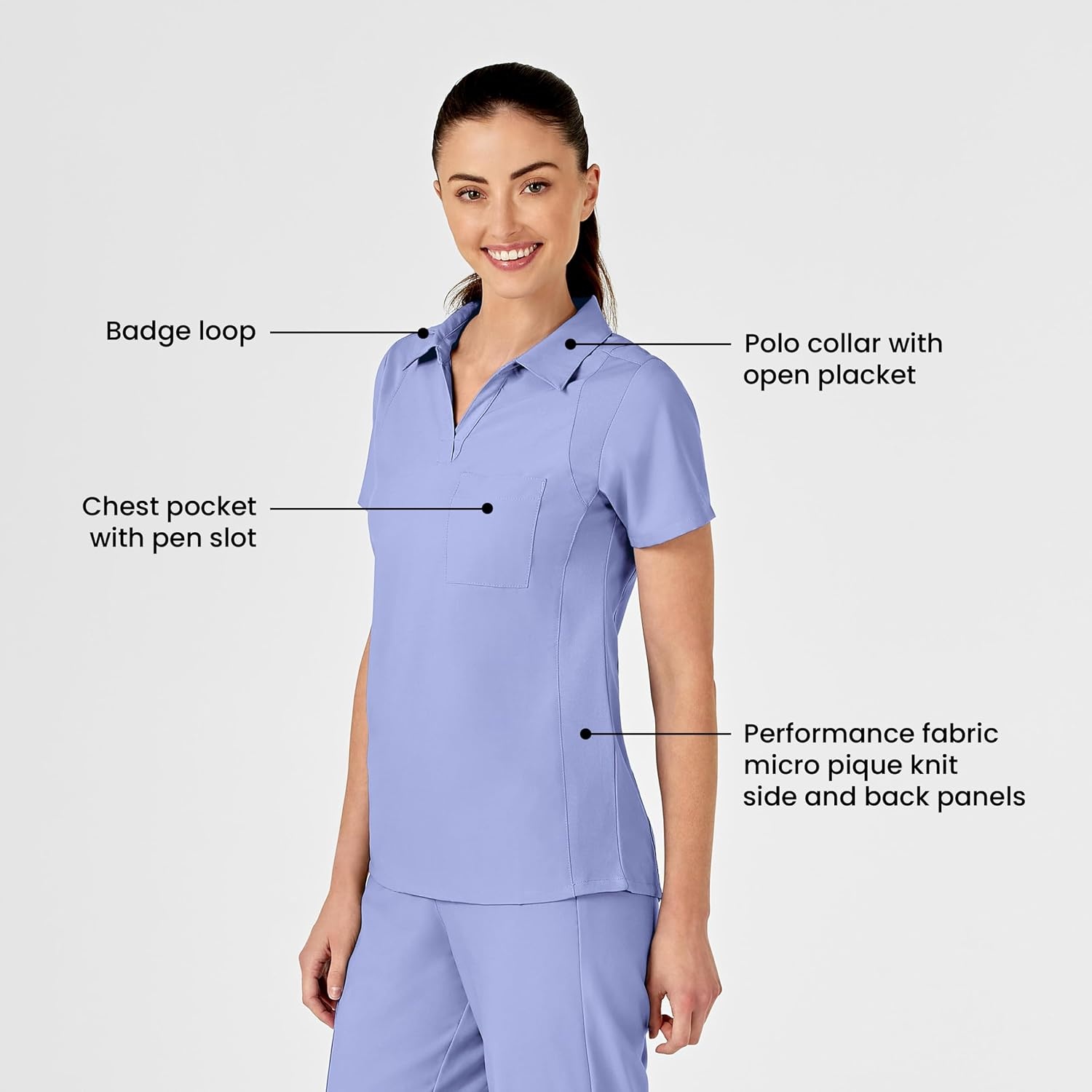image:imageWink W123 Womens Collar Scrub TopCeil Blue
