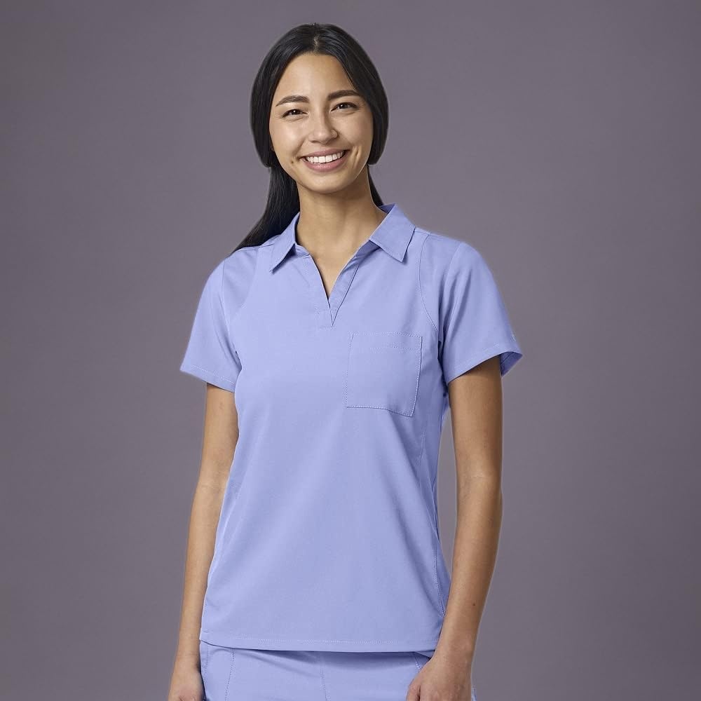 image:imageWink W123 Womens Collar Scrub TopCeil Blue